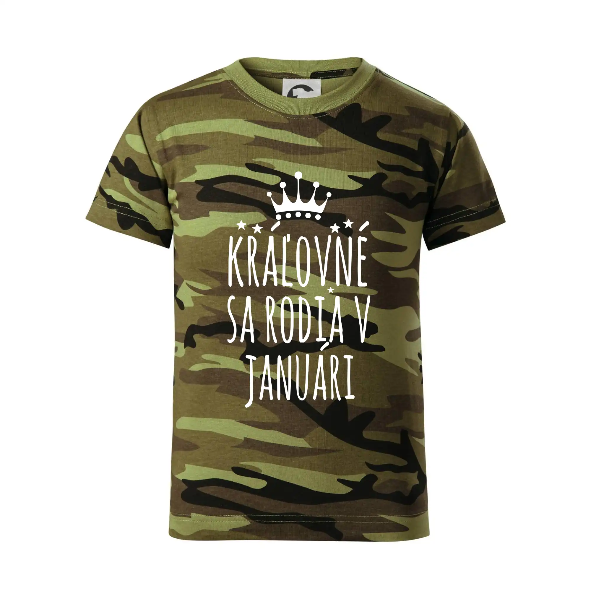 Tričká pre narodených v januári - Králi - Kráľovné sa rodia v januáry - Detské maskáčové tričko