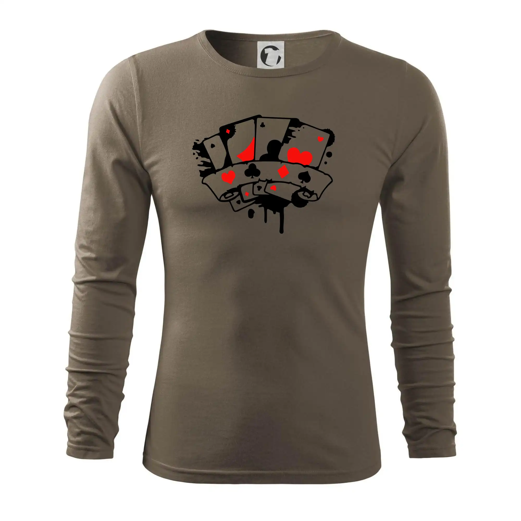 Poker tričká - Poker splash 4 karty - Tričko s dlhým rukávom FIT-T long sleeve