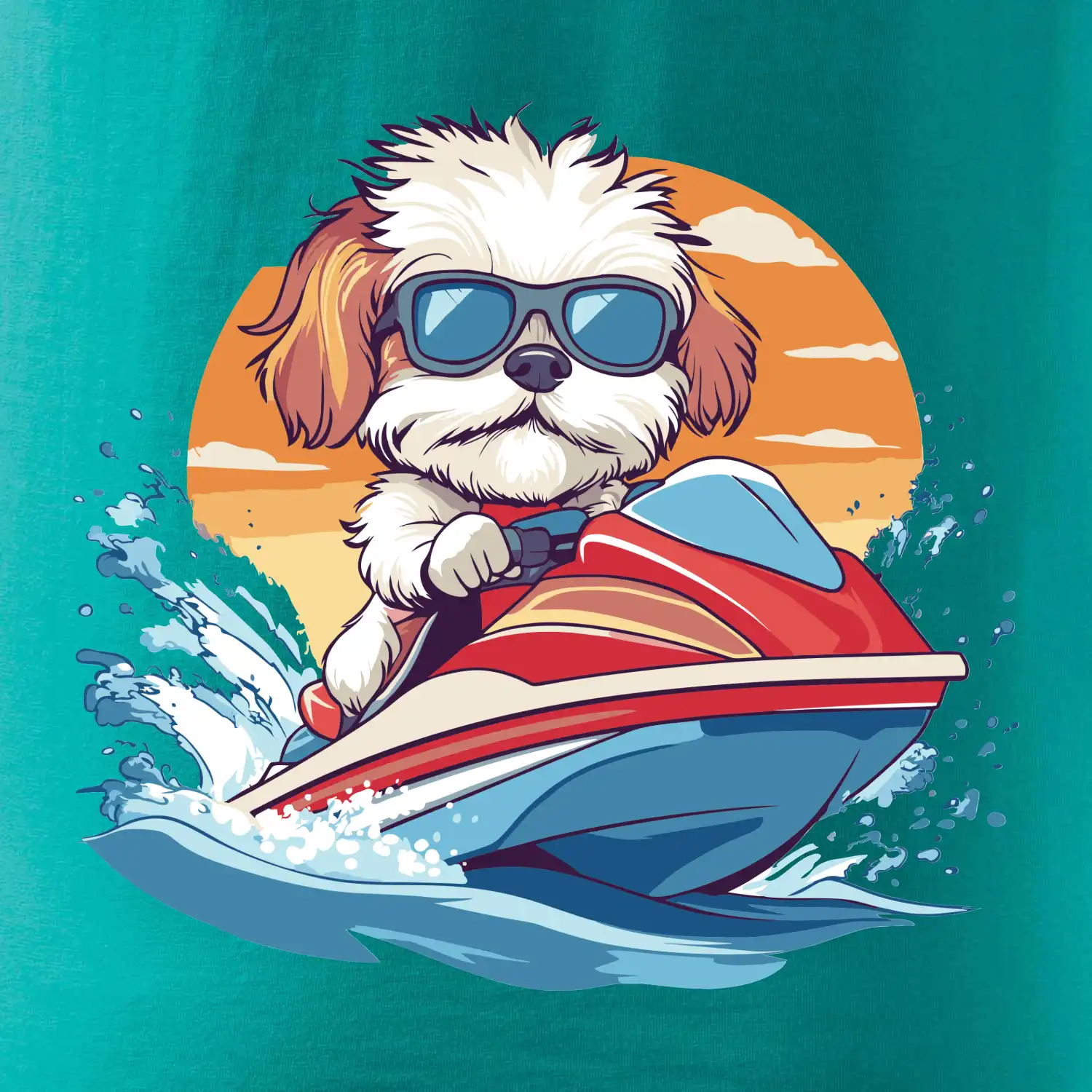 Bišonek na vodním skútru