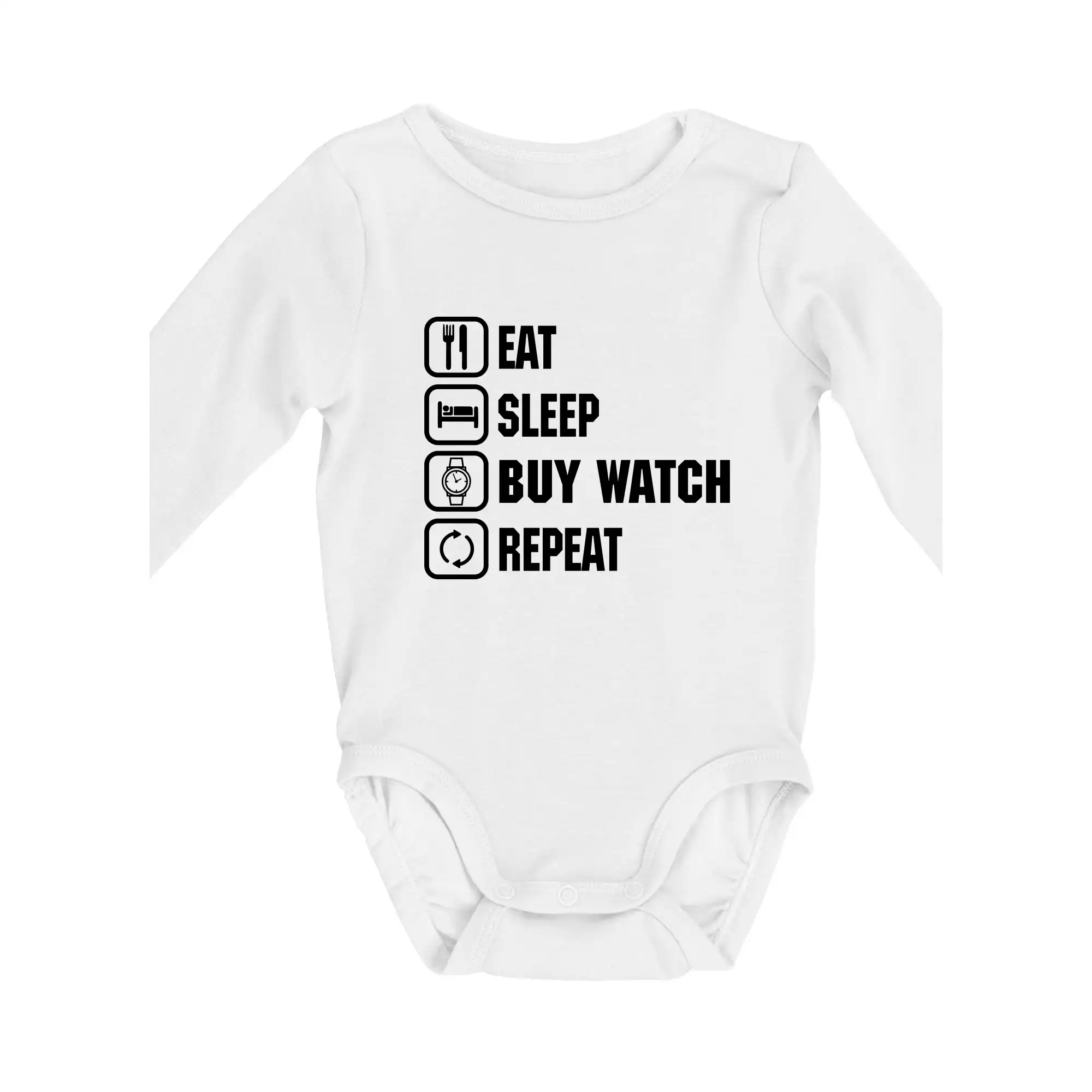 Eat sleep repeat - Eat Sleep Buy watch Repeat - Body dojčenské s dlhým rukávom