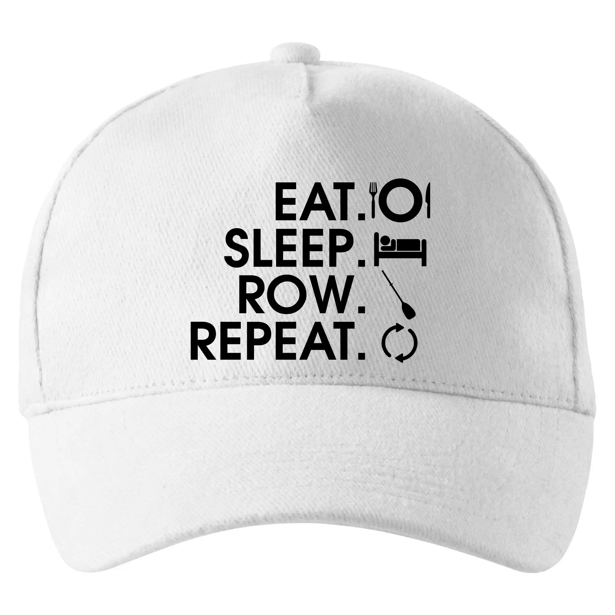 Vodácke tričká - Eat sleep row repeat - Šiltovka so zahnutým šiltom a mosaznou sponou