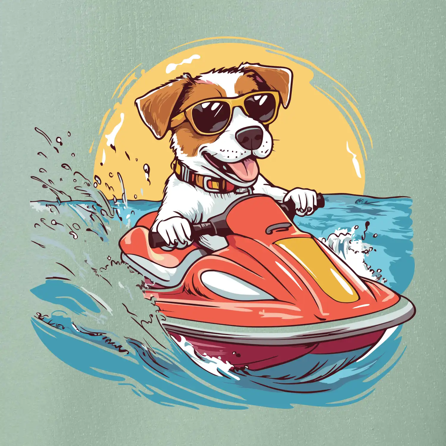 Jack russell teriér na vodním skútru