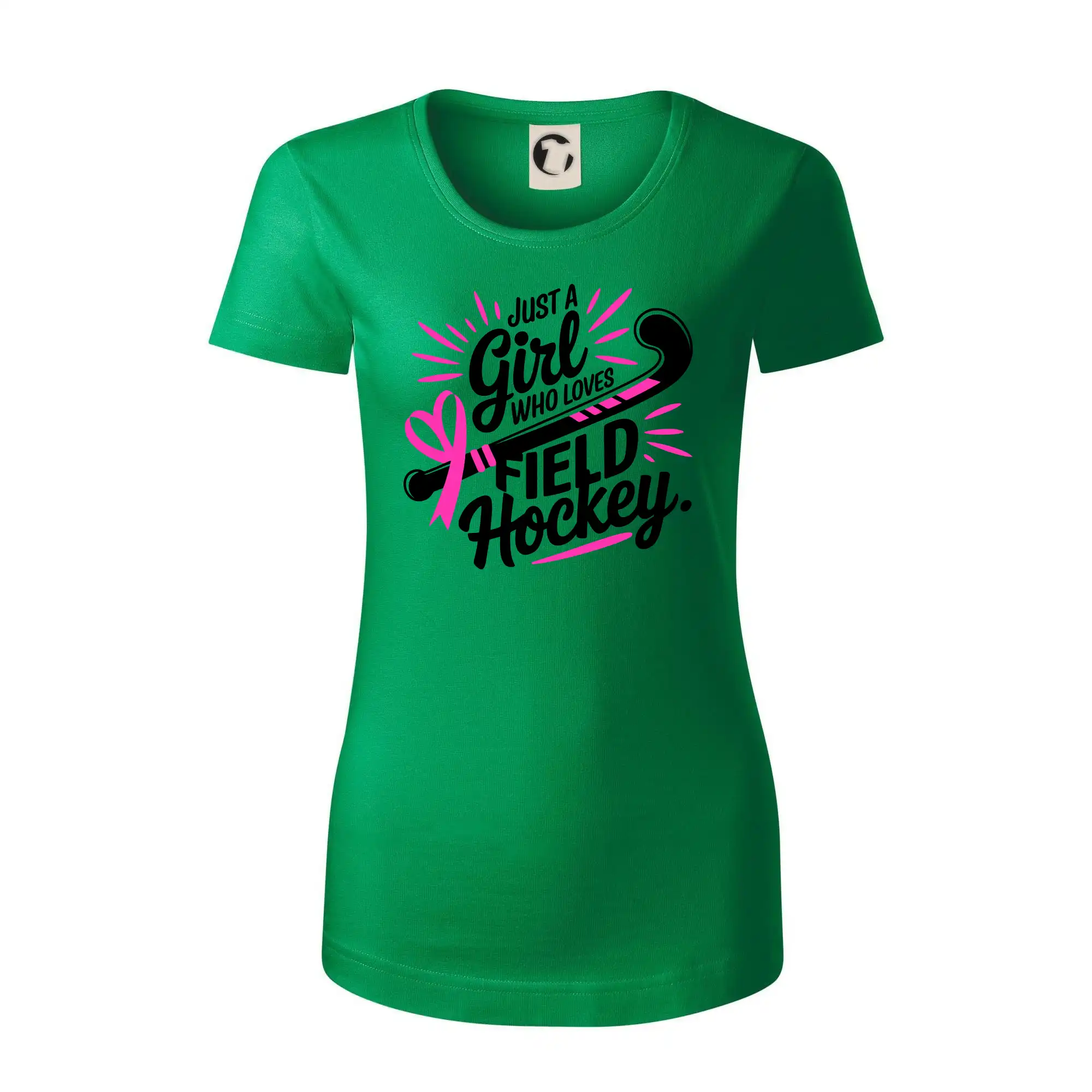 Ostatné športy - Just a girl who loves field hockey čierno ružové - Dámske tričko z organickej bavlny Origin (GOTS)