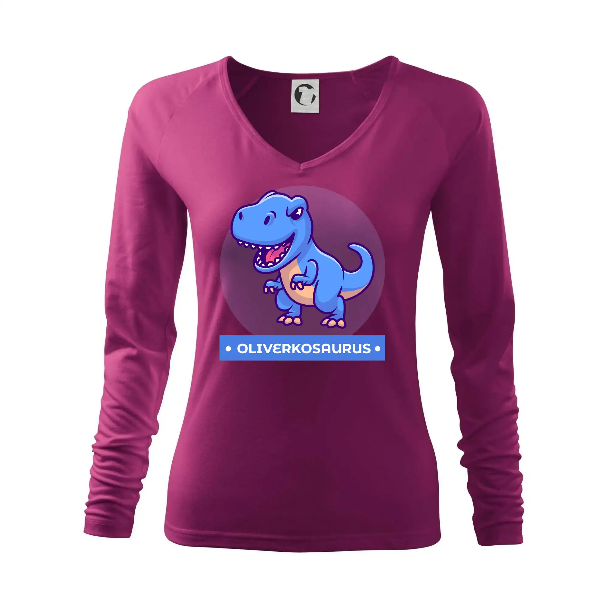 Detské tričká, mikiny a body s originálnymi potlačami | Veselé motívy pre chlapcov aj dievčatá - Dinosaurie mená - modrý dinosaurus - Tričko dámske Elegance