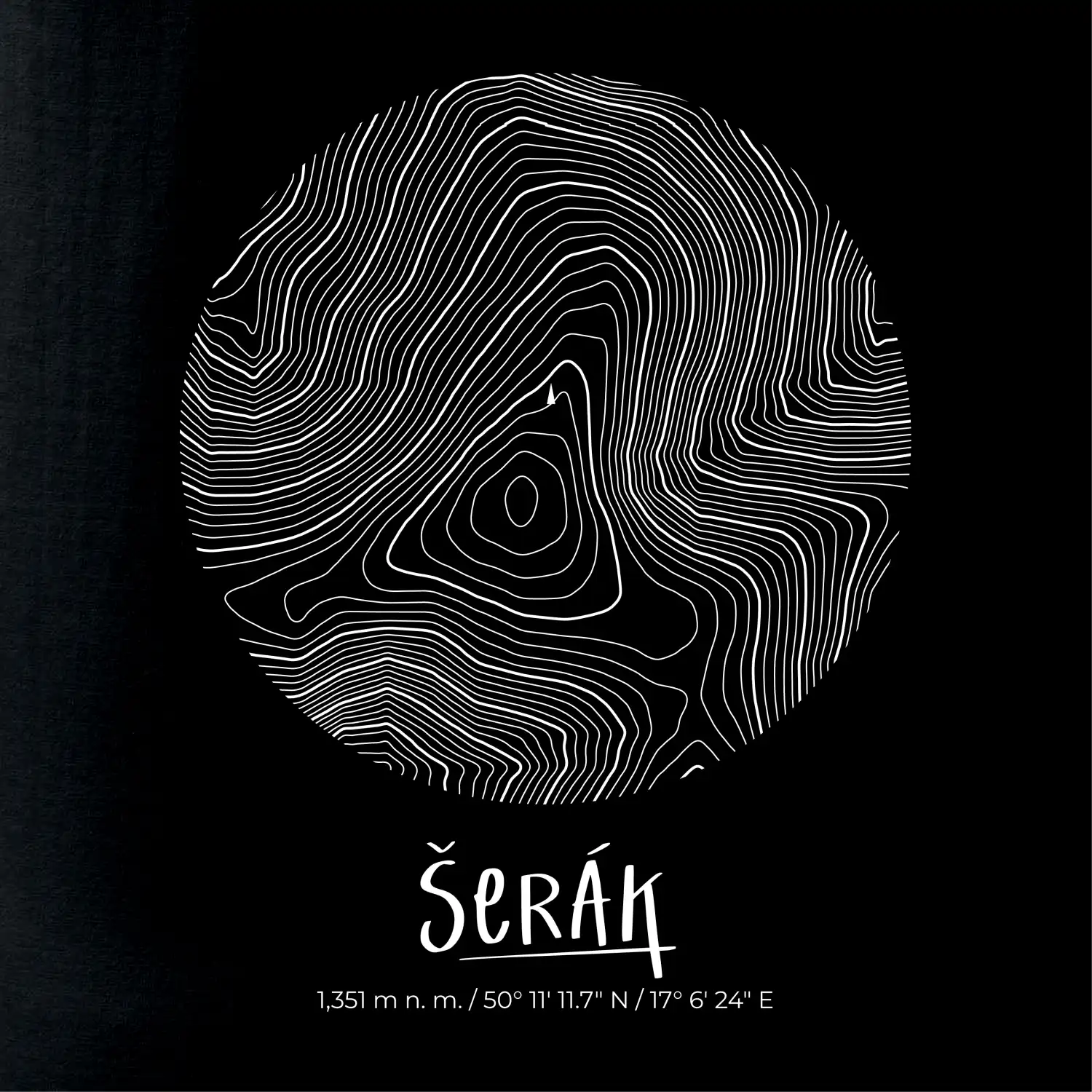 Šerák - vrstevnice v kruhu