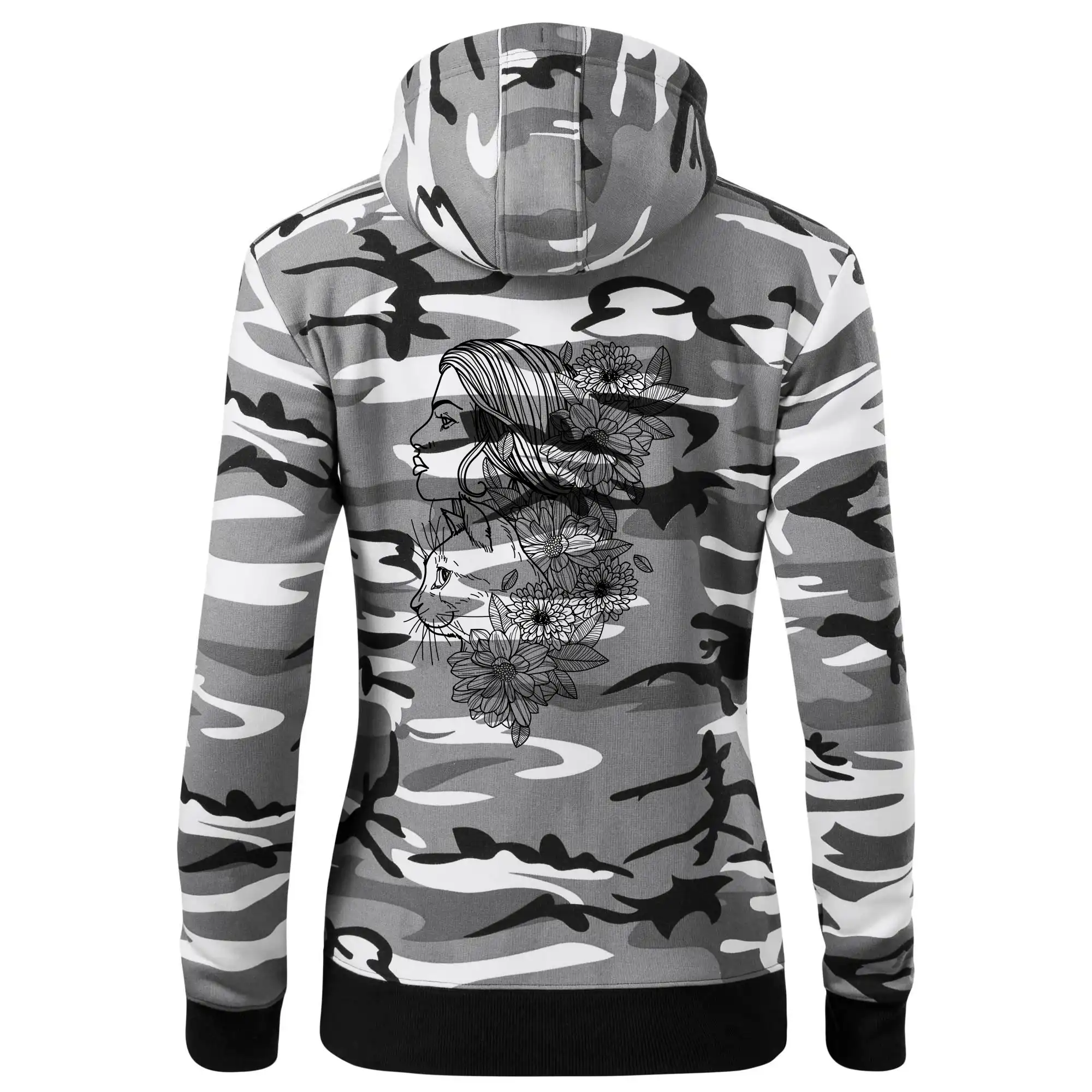 Žena a kočka - kreslená