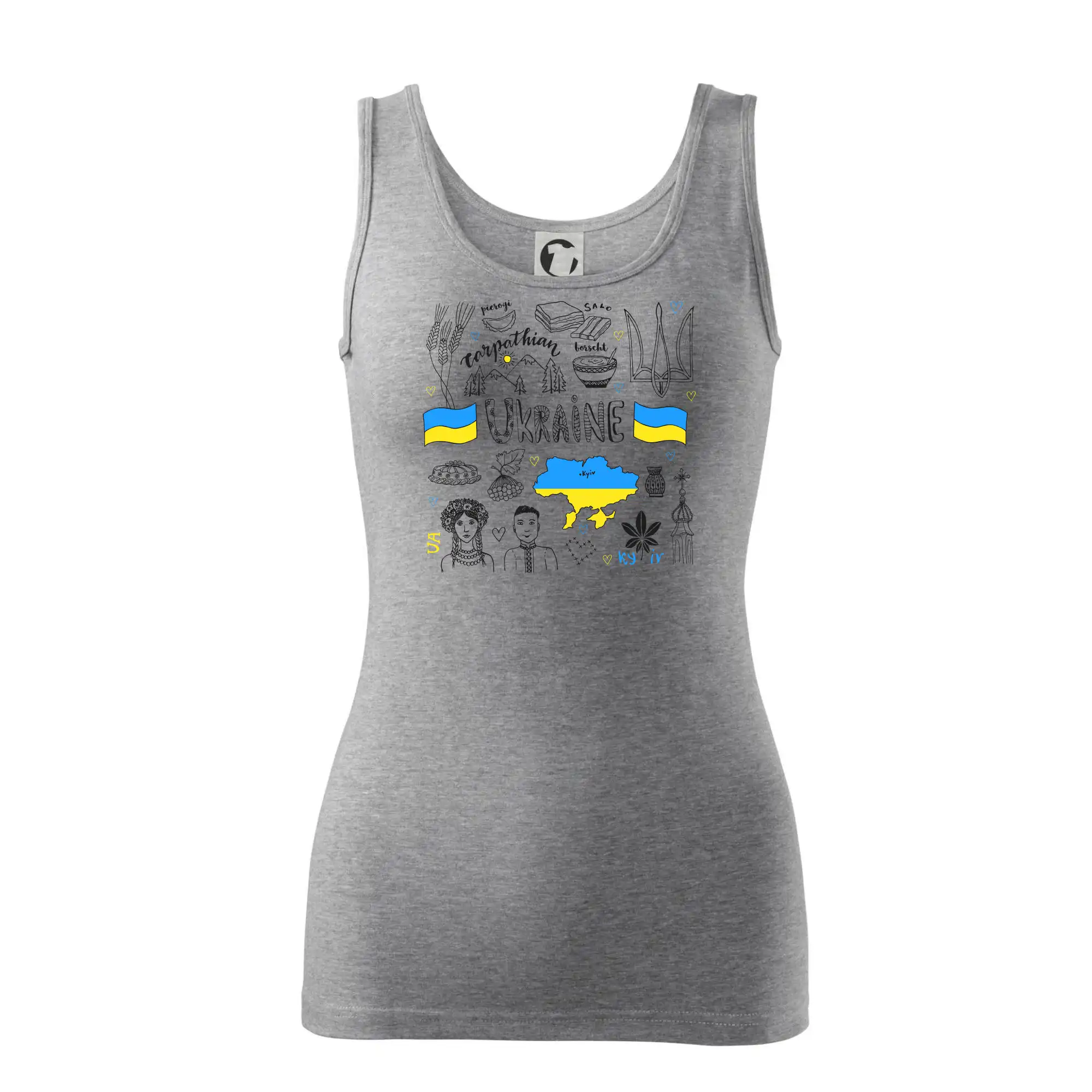 Tričká s vlajkou ukrajiny - Ukrajina folklór - kreslené obrázky - Dámske tielko