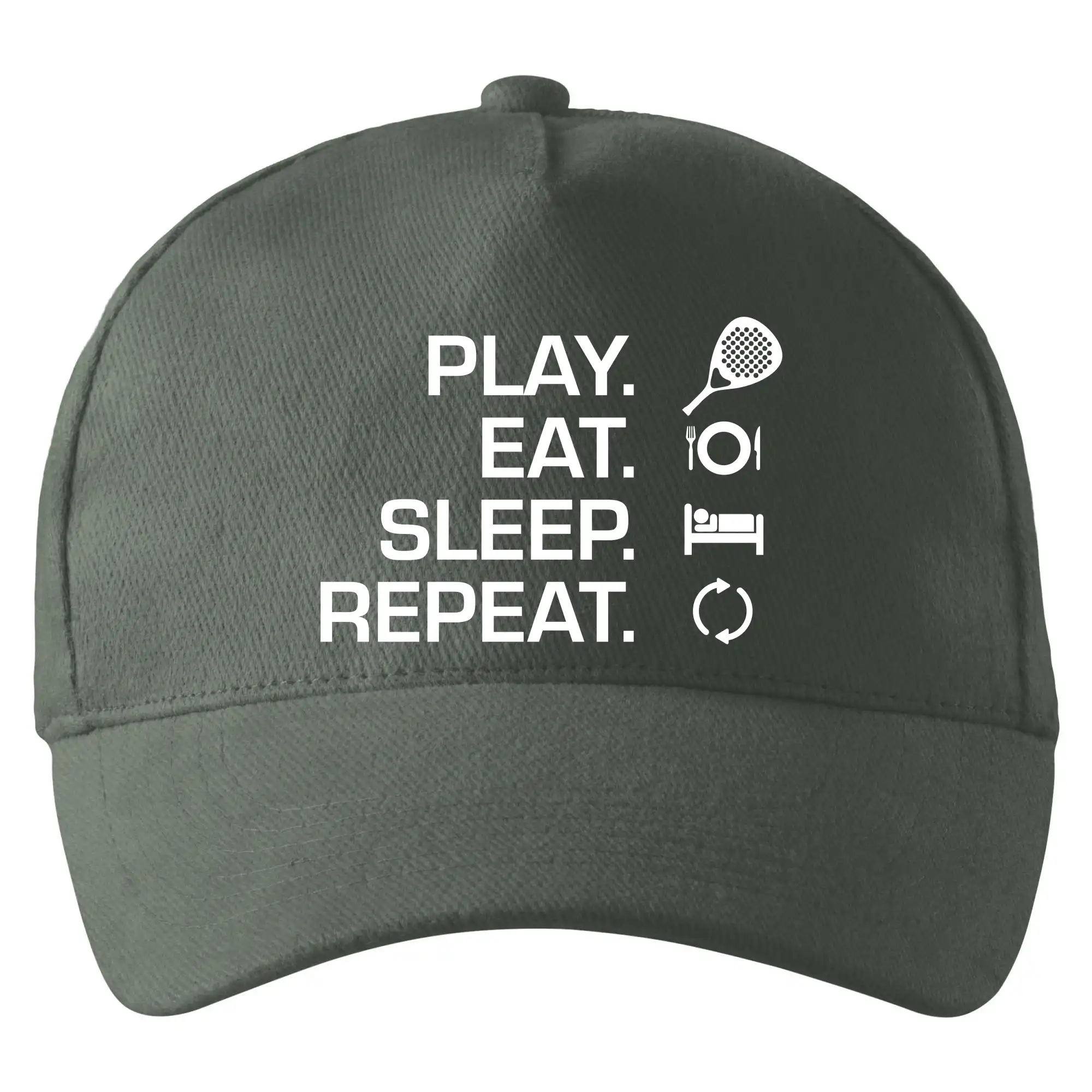 Tričká s motívmi Padel tenis - Play eat sleep repeat padel - Šiltovka so zahnutým šiltom a mosaznou sponou