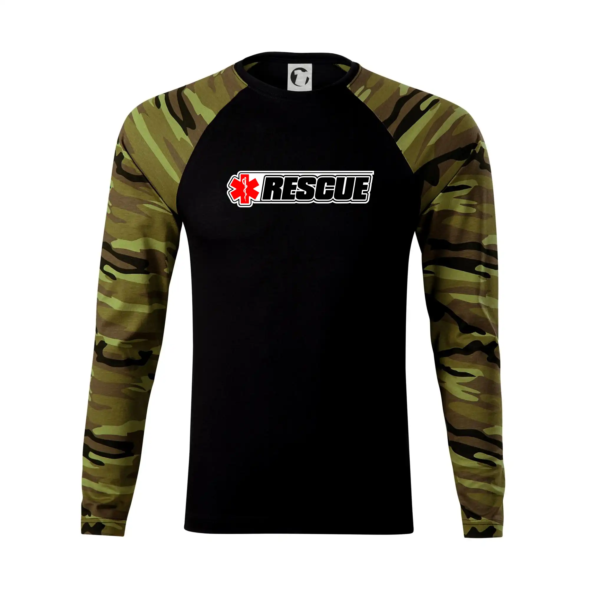 Tričká a mikiny pre záchranárov a lekárov - Kvalitné oblečenie pre zdravotníkov - Záchranár rescue kríž červený - Camouflage LS