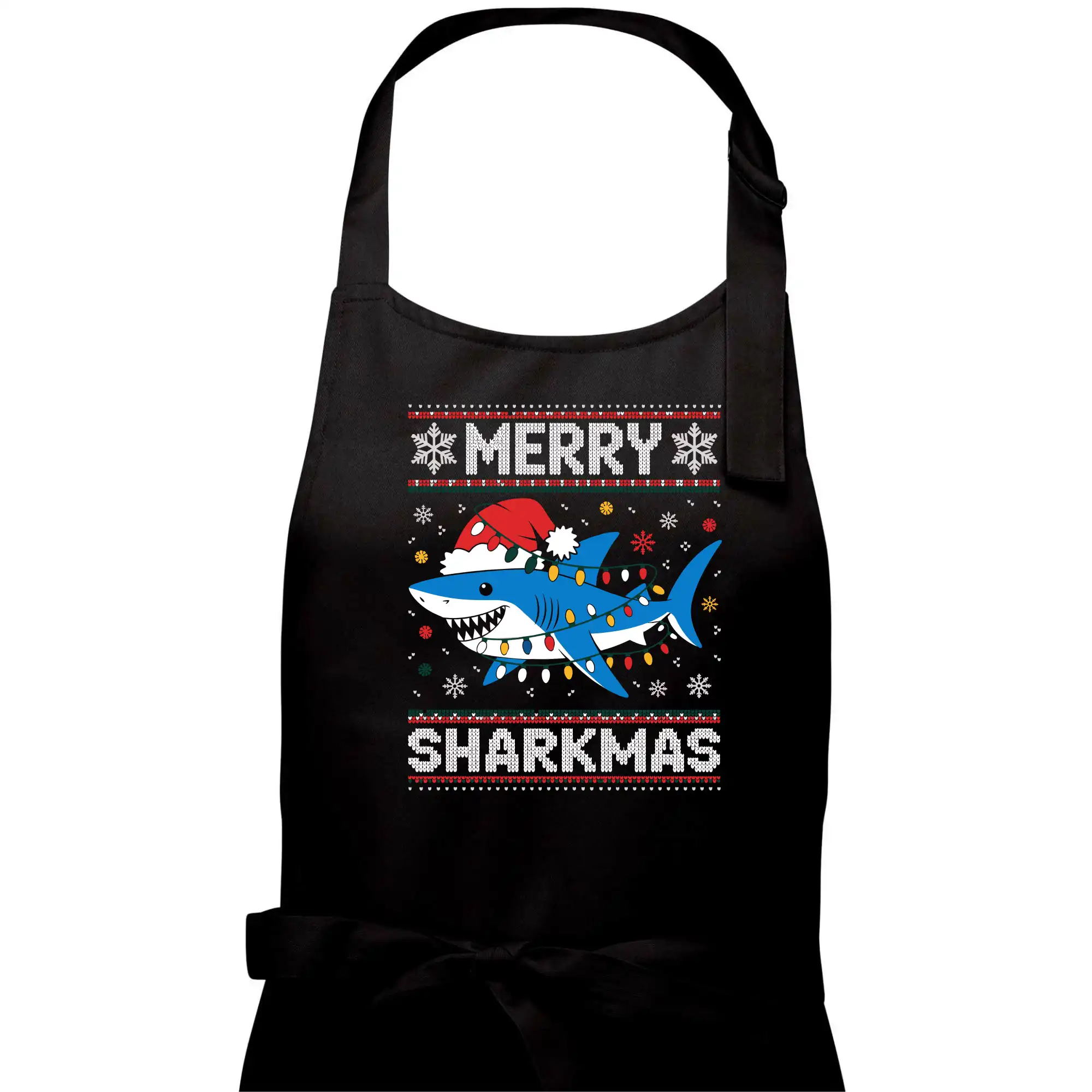 Vianočné tričká - Merry Sharkmas - Pánska zástera na varenie