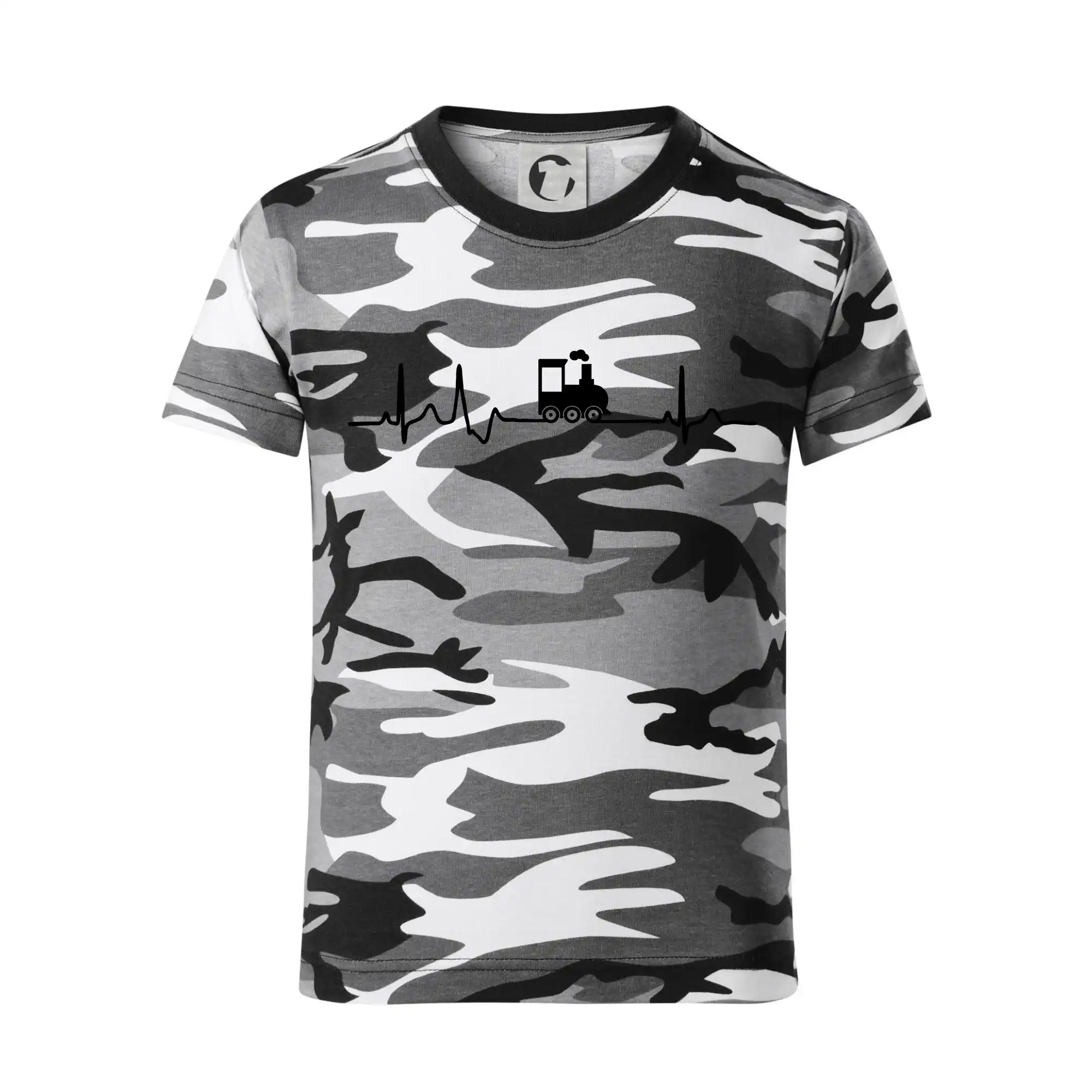 Tričká s vlakmi a autobusmi - Ekg lokomotíva - Detské maskáčové tričko