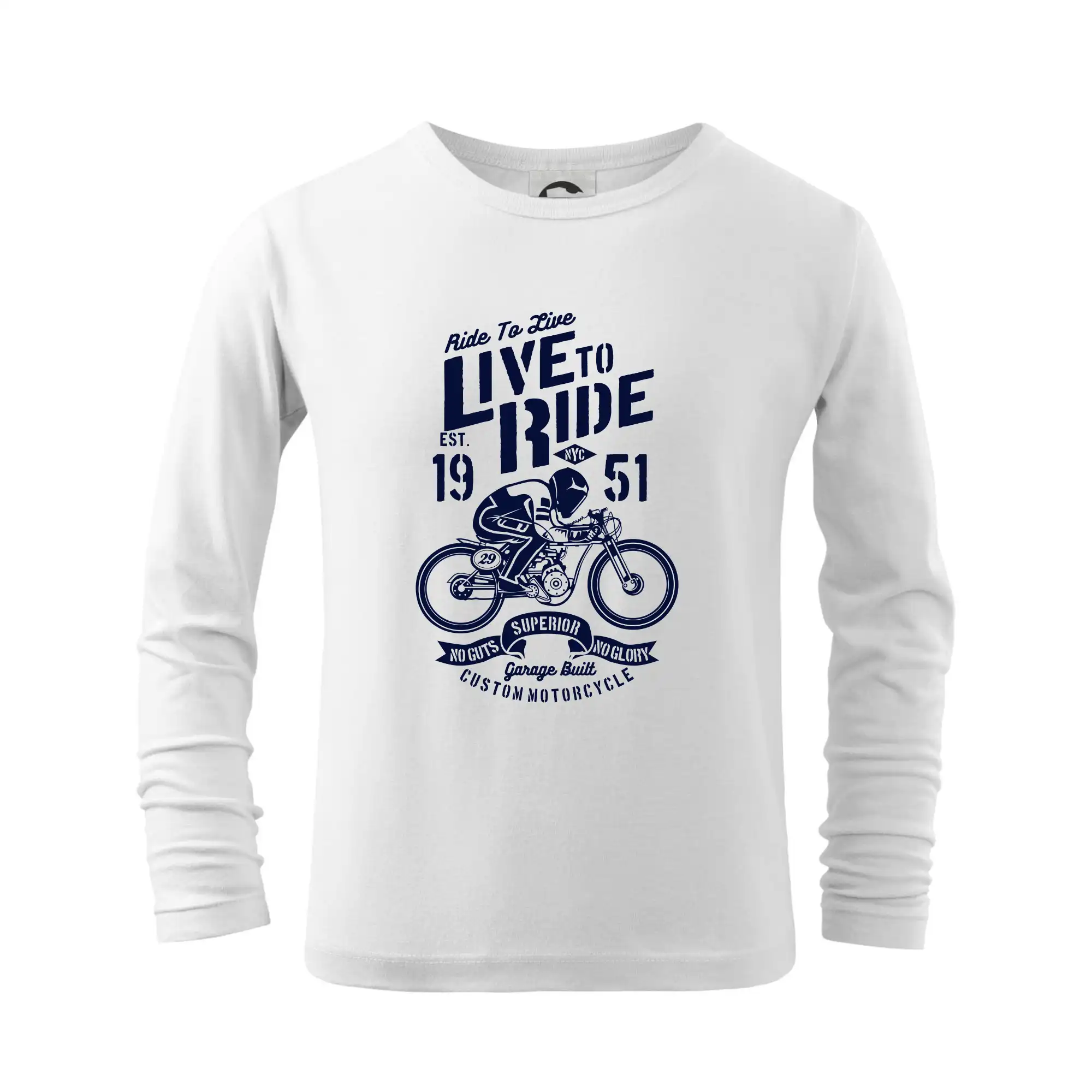Tričká a mikiny s potlačou motoriek – pre pravých motorkárov - Live To Ride - Tričko detské Long Sleeve