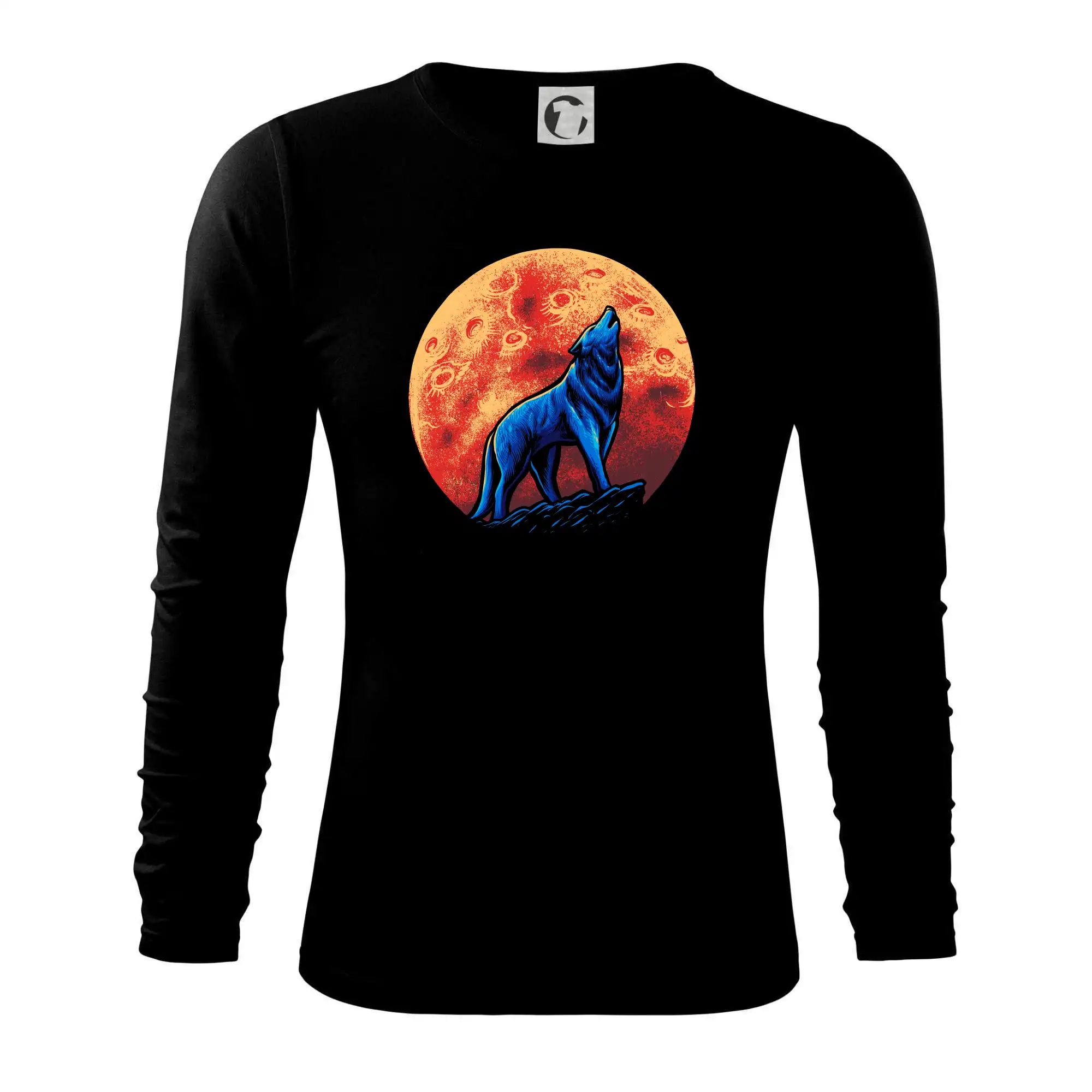 Tričká s vlkom - Vlk vyjúci na skale - Tričko s dlhým rukávom FIT-T long sleeve