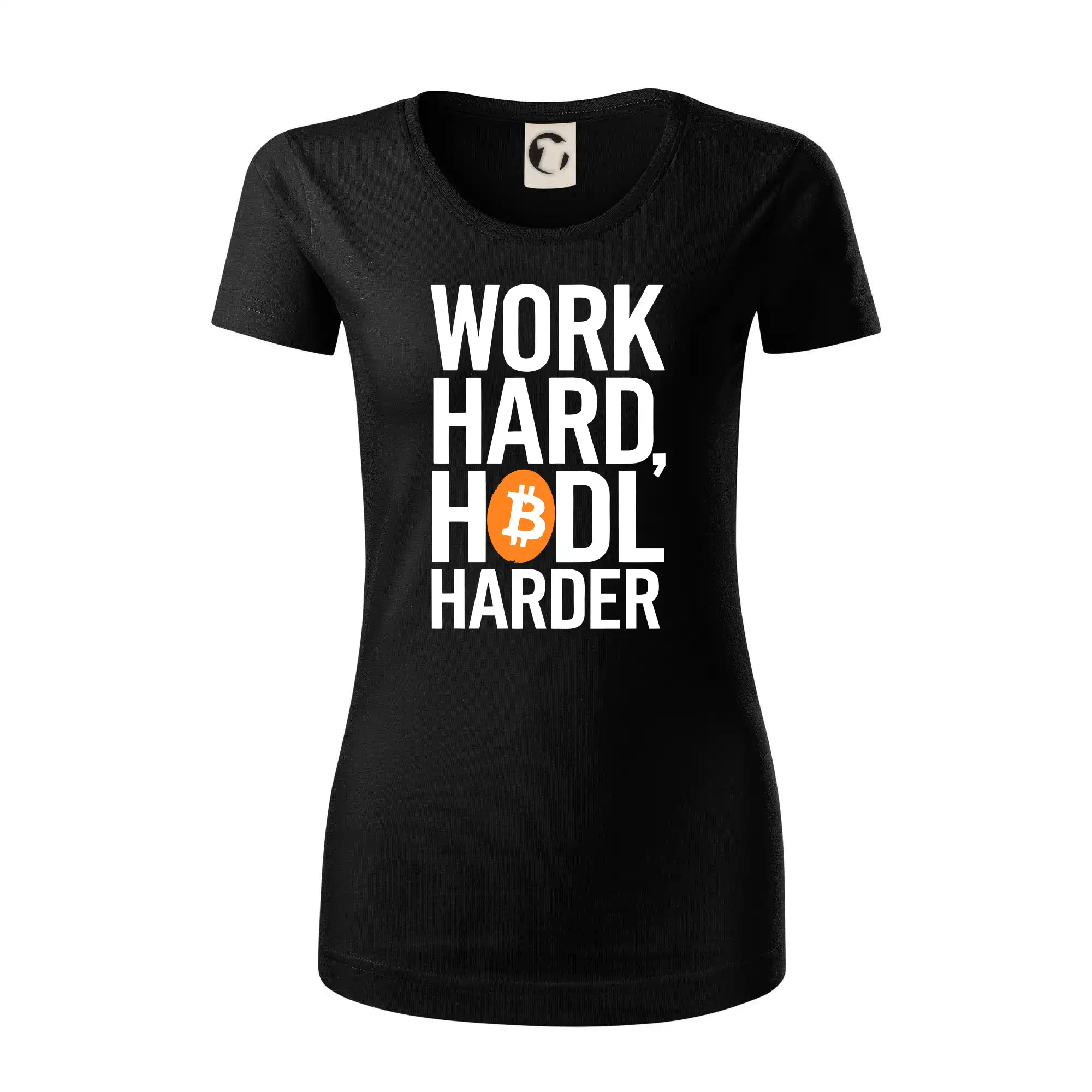 Velký nápis Work Hard, HODL Harder - Dámske tričko z organickej bavlny Origin (GOTS)