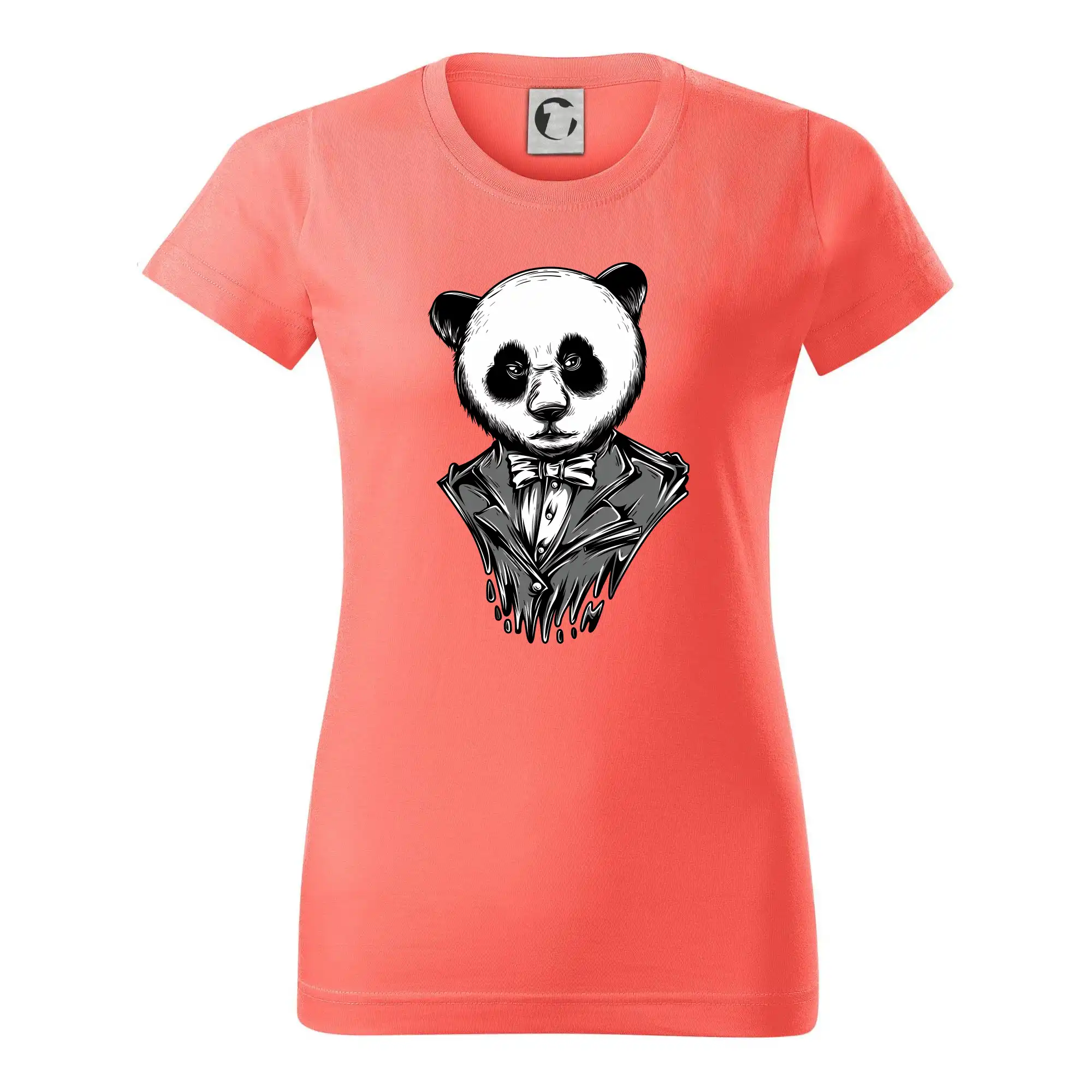 Grafické tričká - Panda gentleman - Dámske tričko basic - ľahko voľnejšie a dlhšie