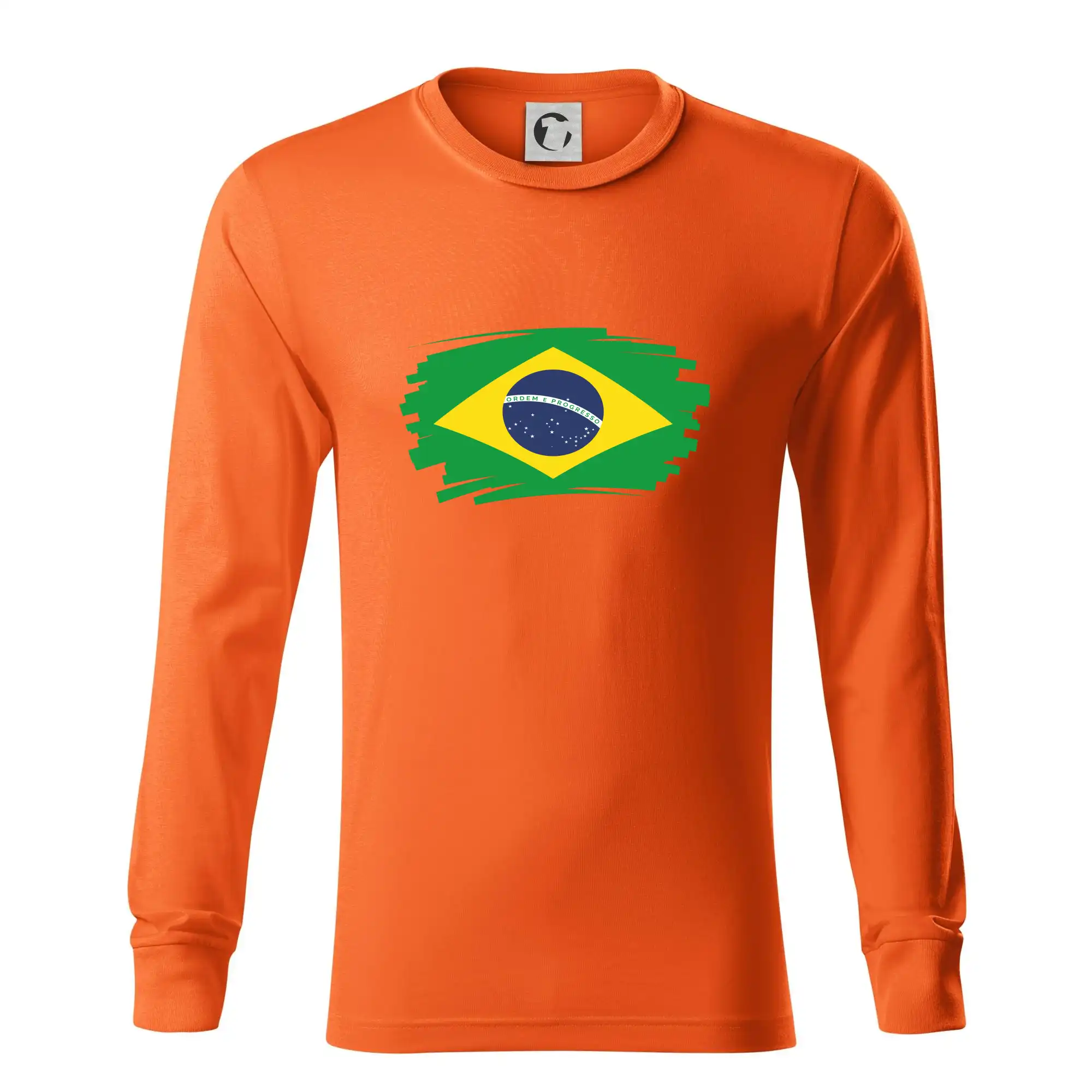 Motívy štátnych vlajok - Brazília vlajka štetkou - Tričko s dlhým rukávom LS R05