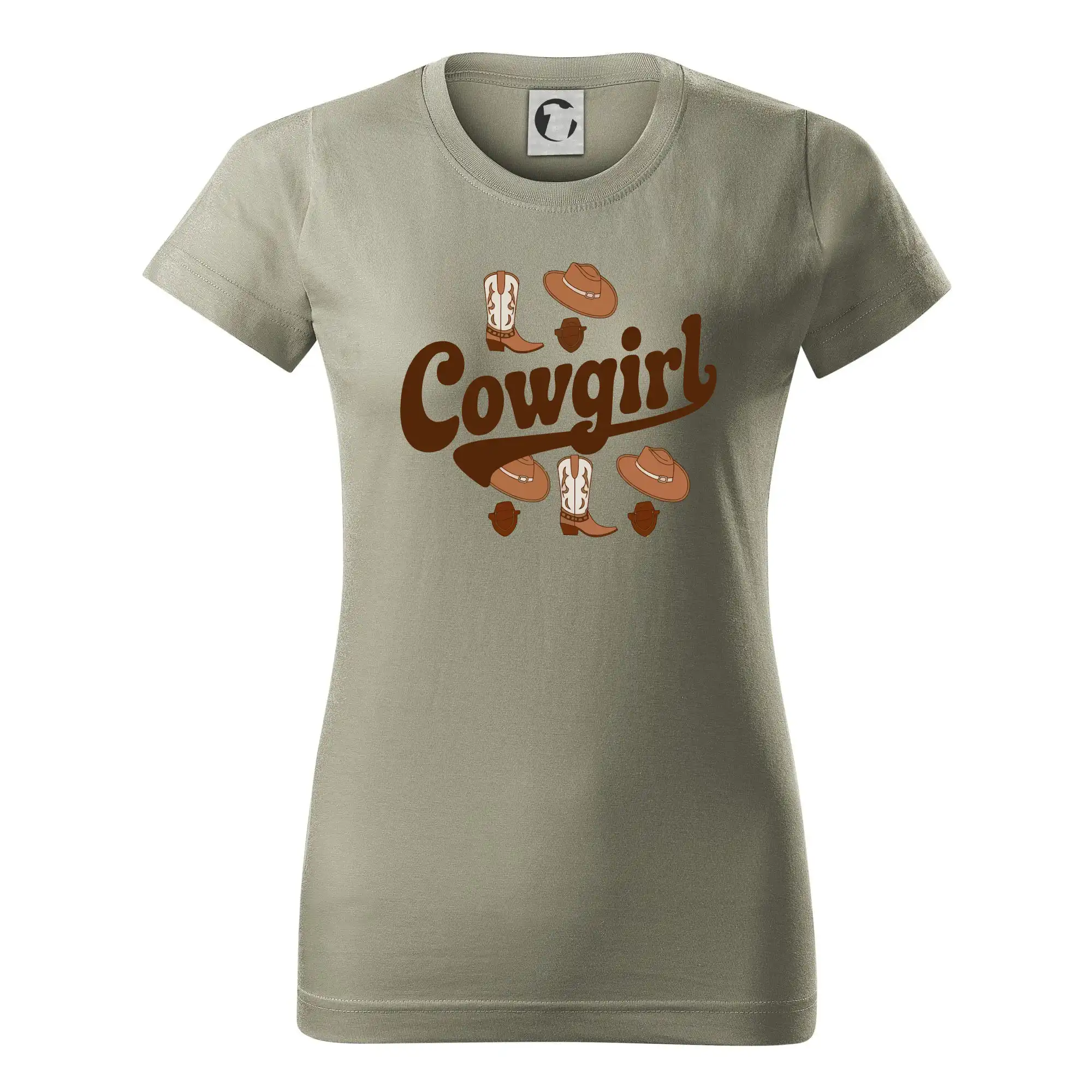 Tričká s koňmi - Cowgirl nápis a oblečenie - Dámske tričko basic - ľahko voľnejšie a dlhšie