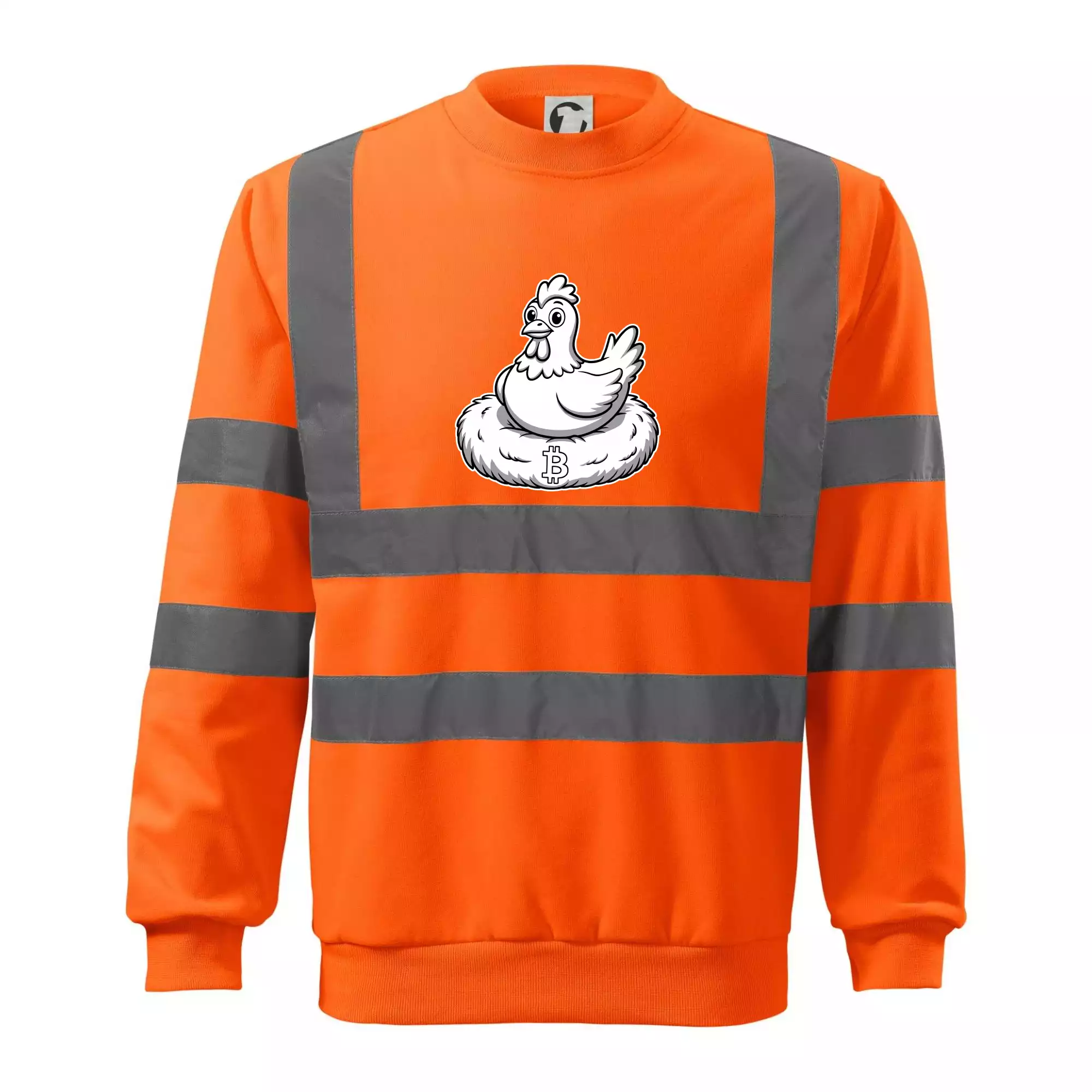 Kuře sedící na bitcoinovém hnízdě