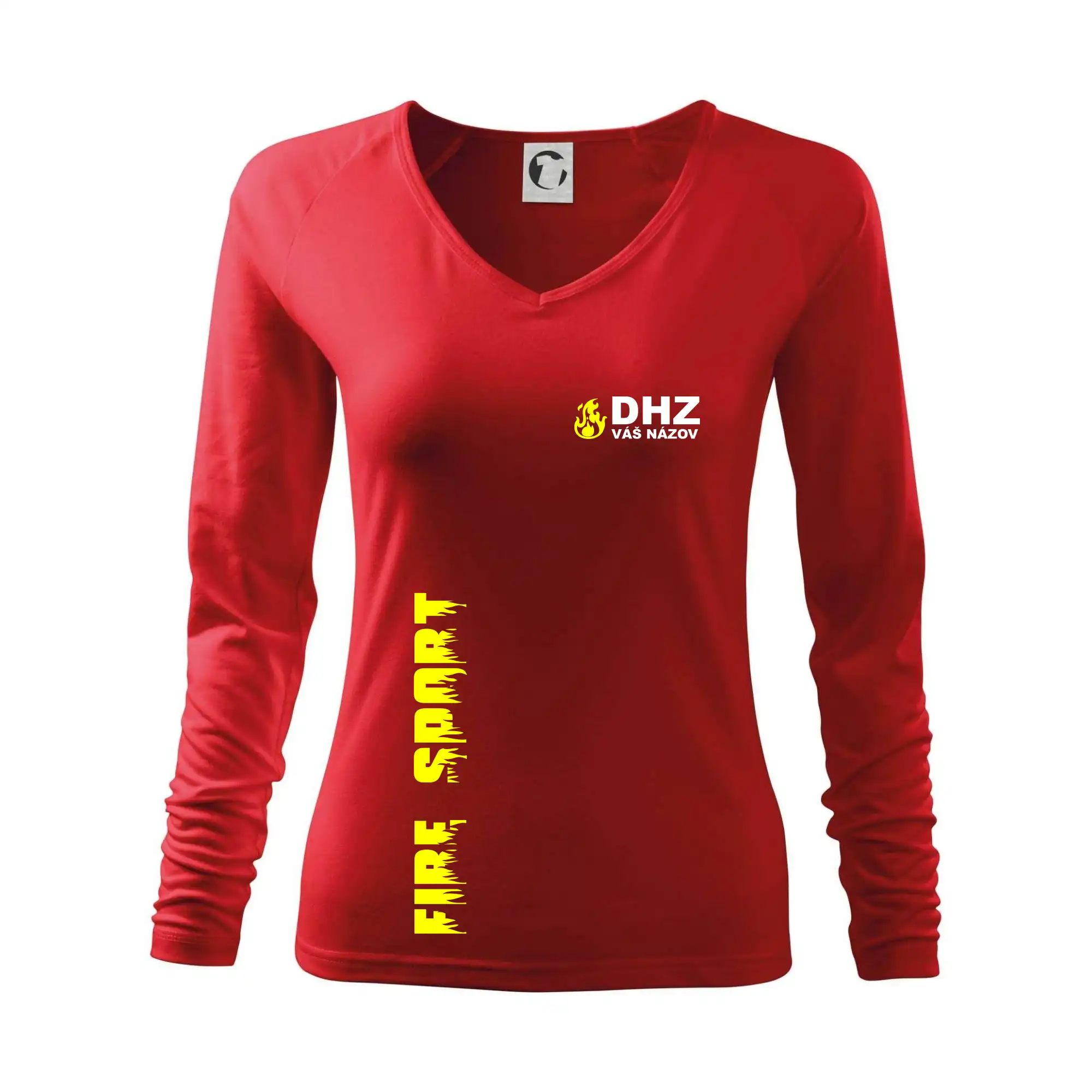 Originálne tričká pre hasičov - DHZ (oheň, firesport, názov sboru - vlastný nápis) - Tričko dámske Elegance
