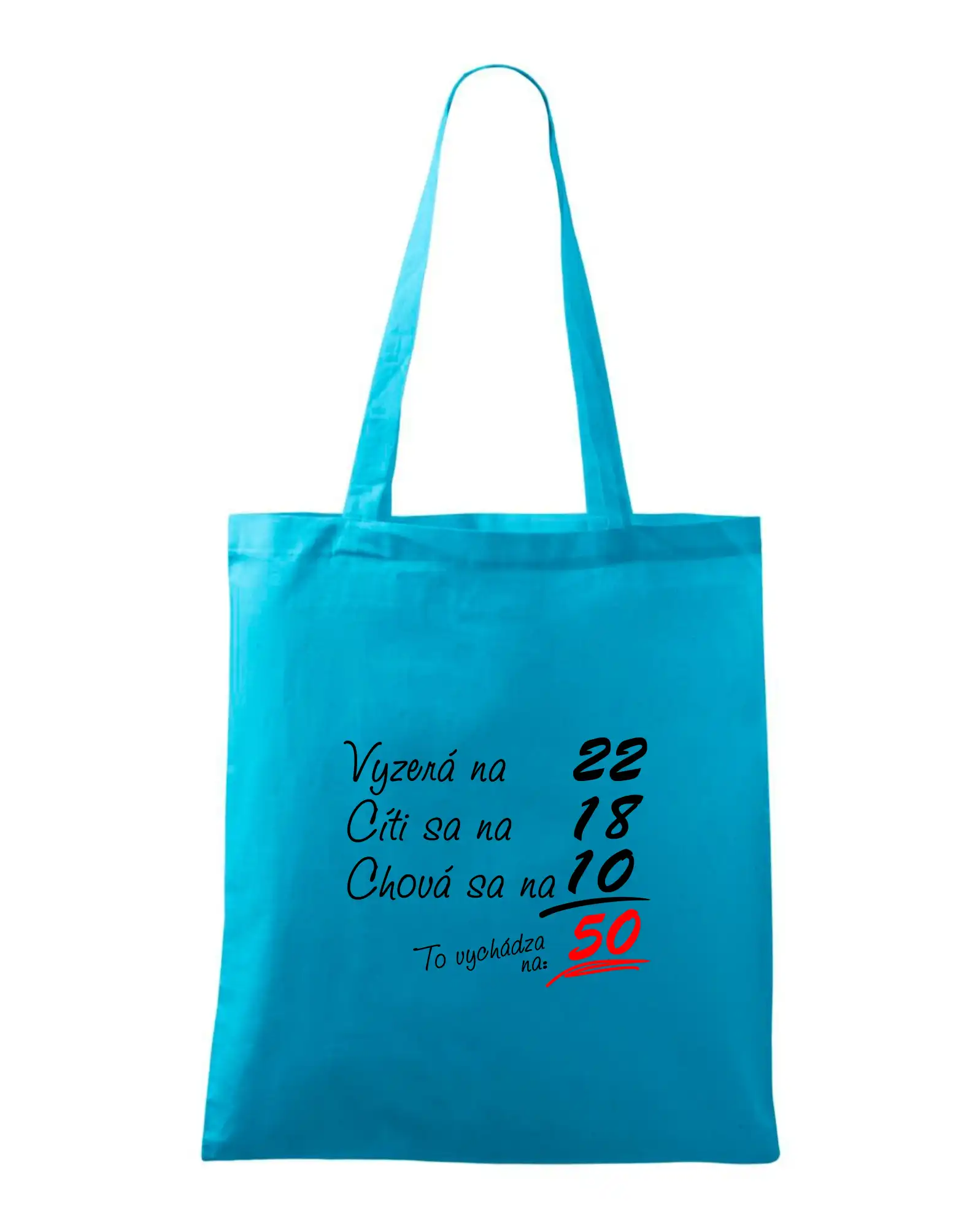 Trička k 50. narodeninám - Vyzerá, cíti sa, chová sa - 50 rokov - Taška bavlnená