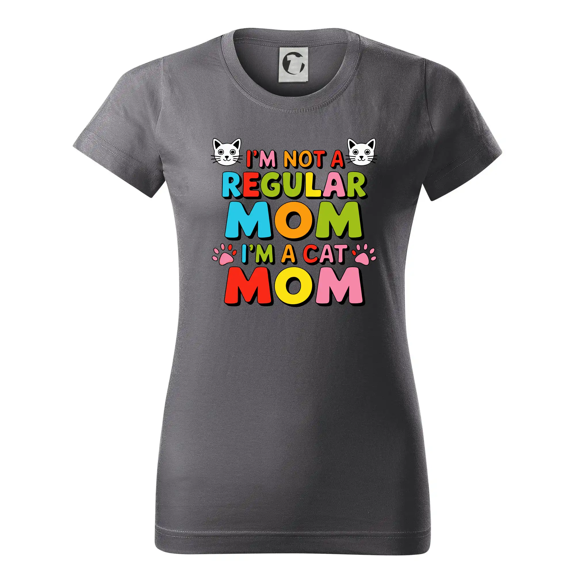 Vtipná tričká s mačkou - I'm not a regular mom I'm a cat mom - Dámske tričko basic - ľahko voľnejšie a dlhšie