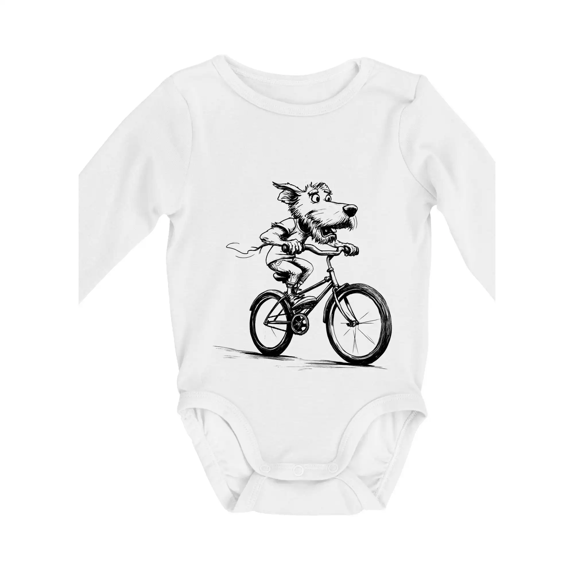 Tričko ako darček pre cyklistu - Pes na bicykli - Body dojčenské s dlhým rukávom