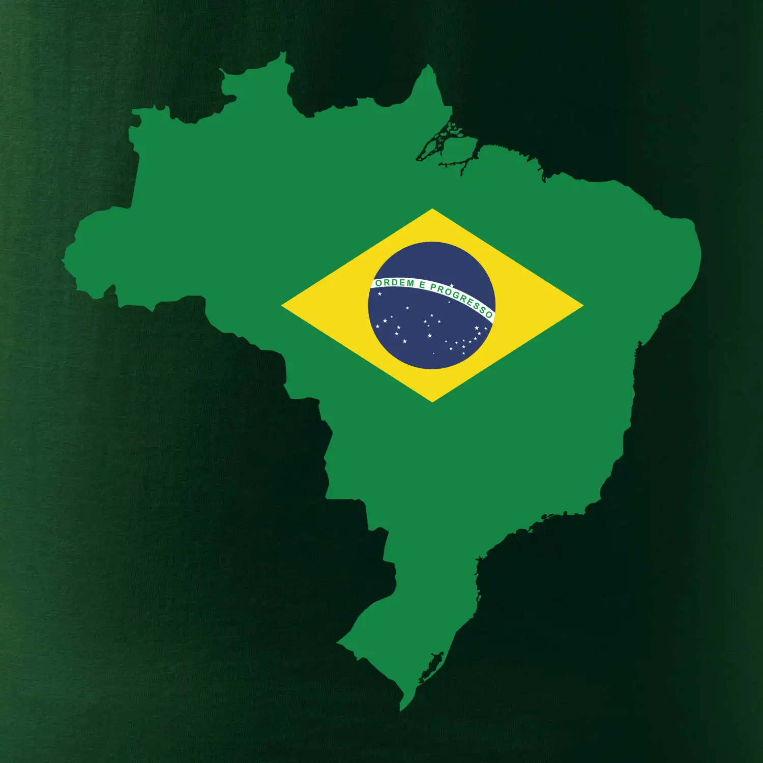 Brazílie vlajka v mapě