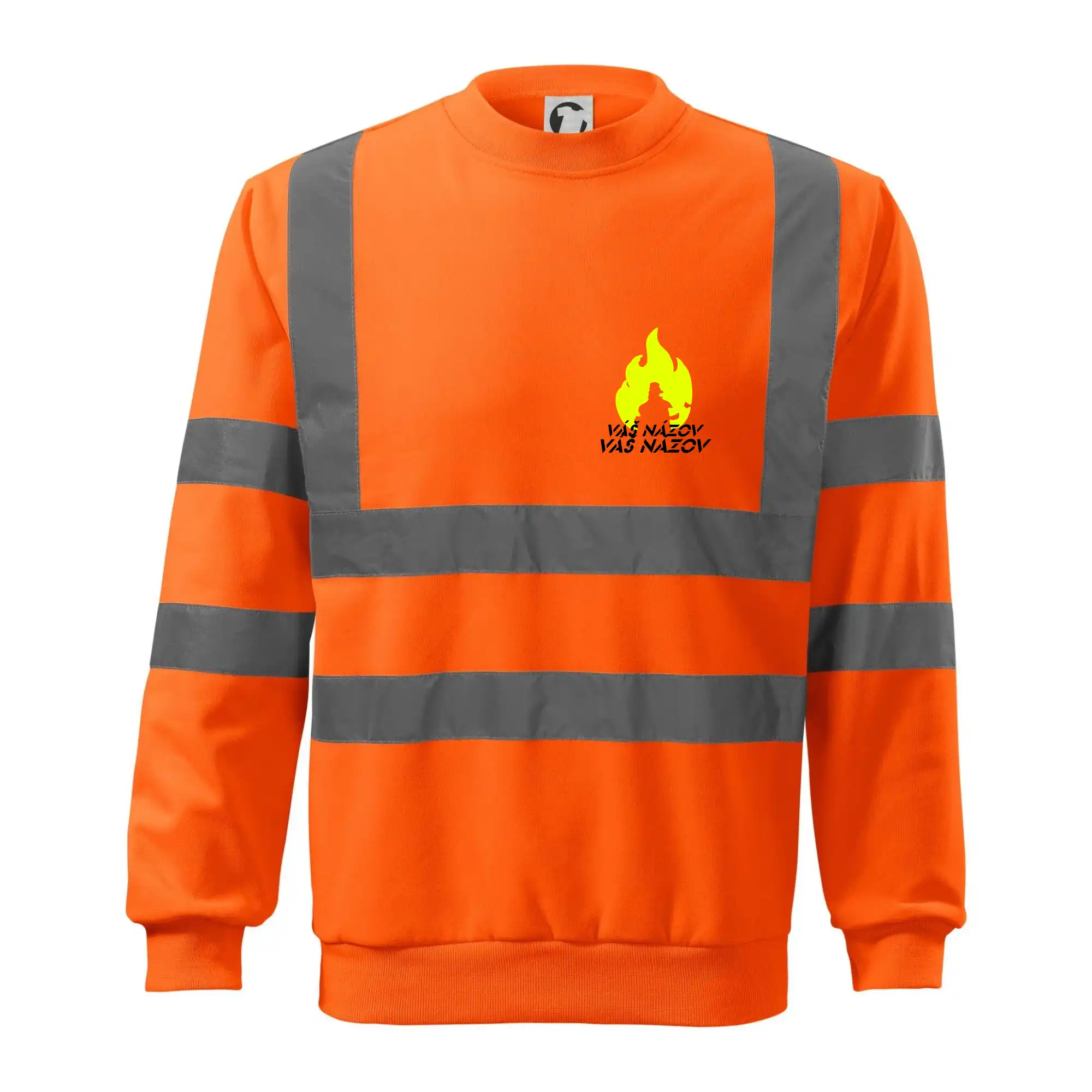 Originálne tričká pre hasičov - Hasiči - oheň - Váš názov - Prsník + chrbát - Reflexná mikina