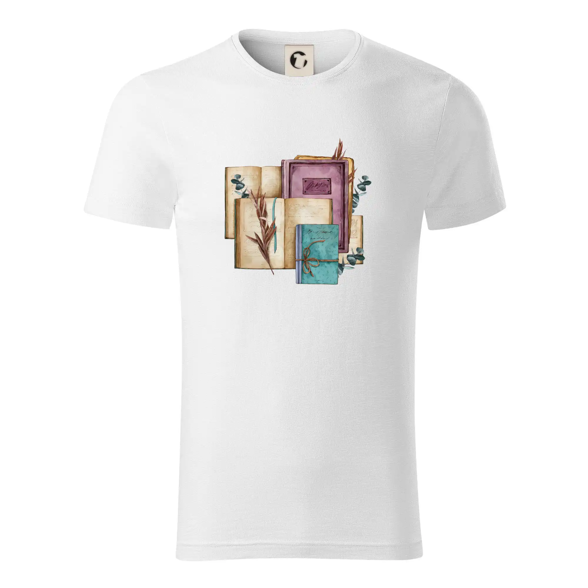 Tričká s motívom kníh pre milovníkov čítania a vône papiera - Knihy staré fialové - Tričko z organickej bavlny