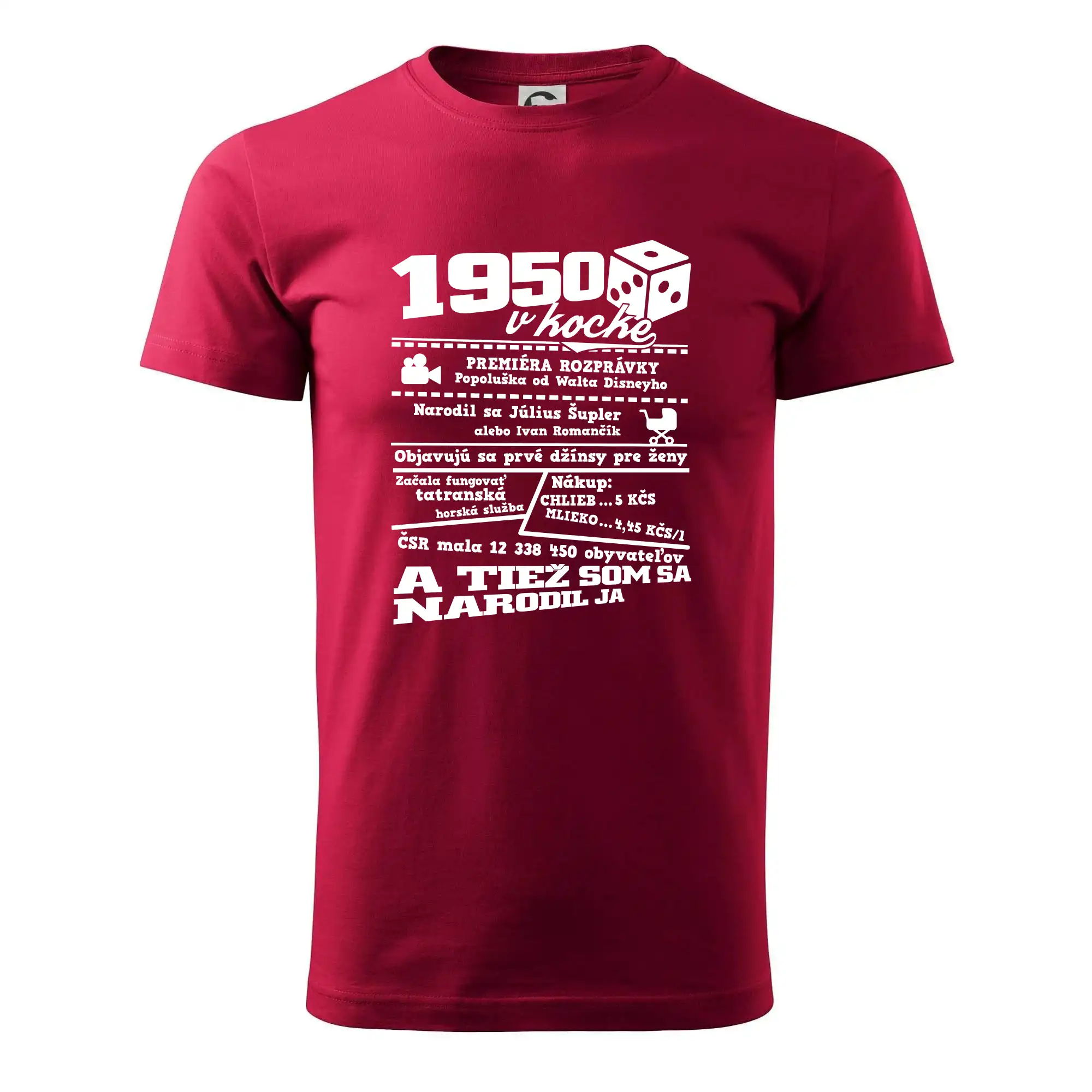 1950 v kocke - Klasické pánske tričko vyššej gramáže