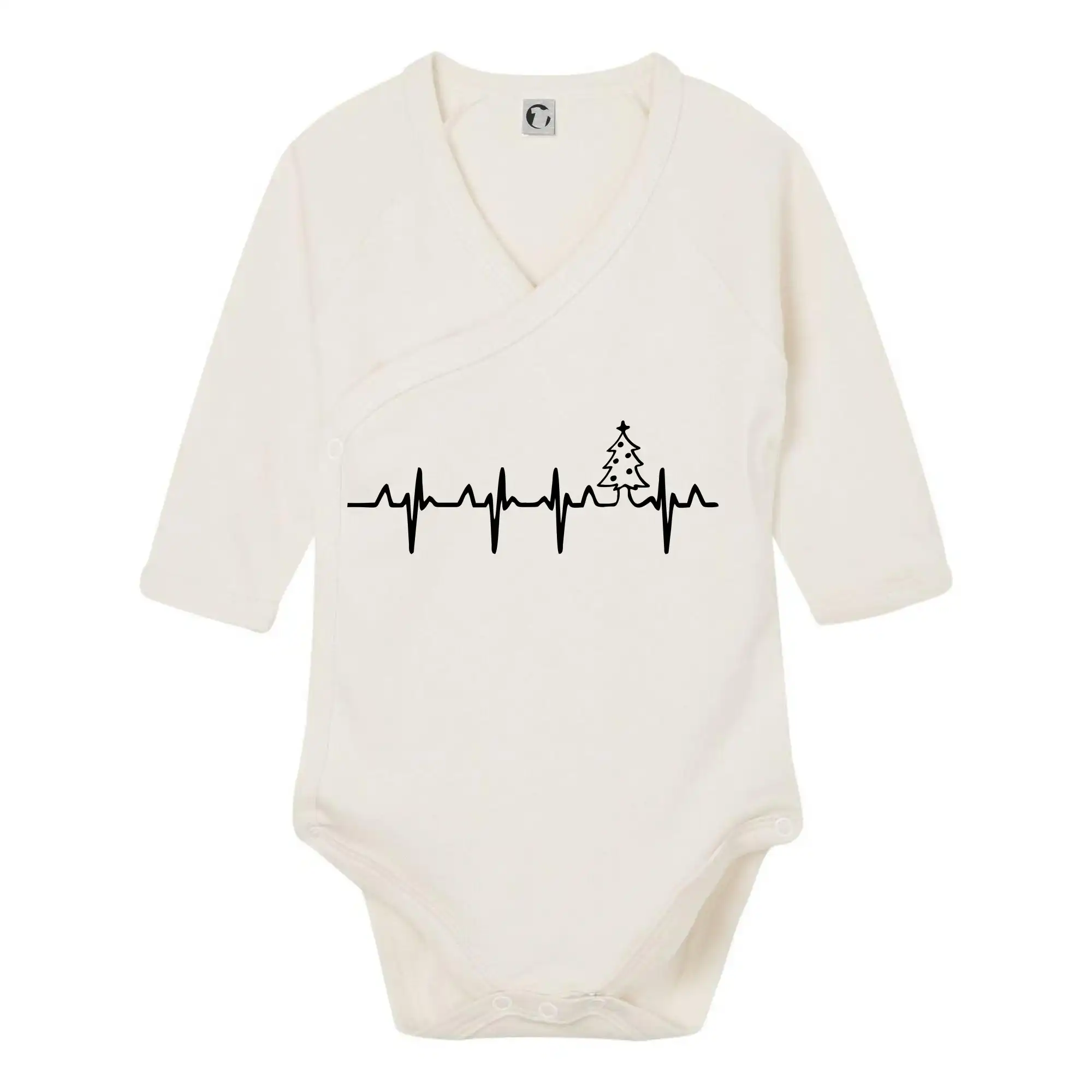 Vianočné tričká - EKG Vianočný stromek - Body zavinovacie s dlhým rukávom