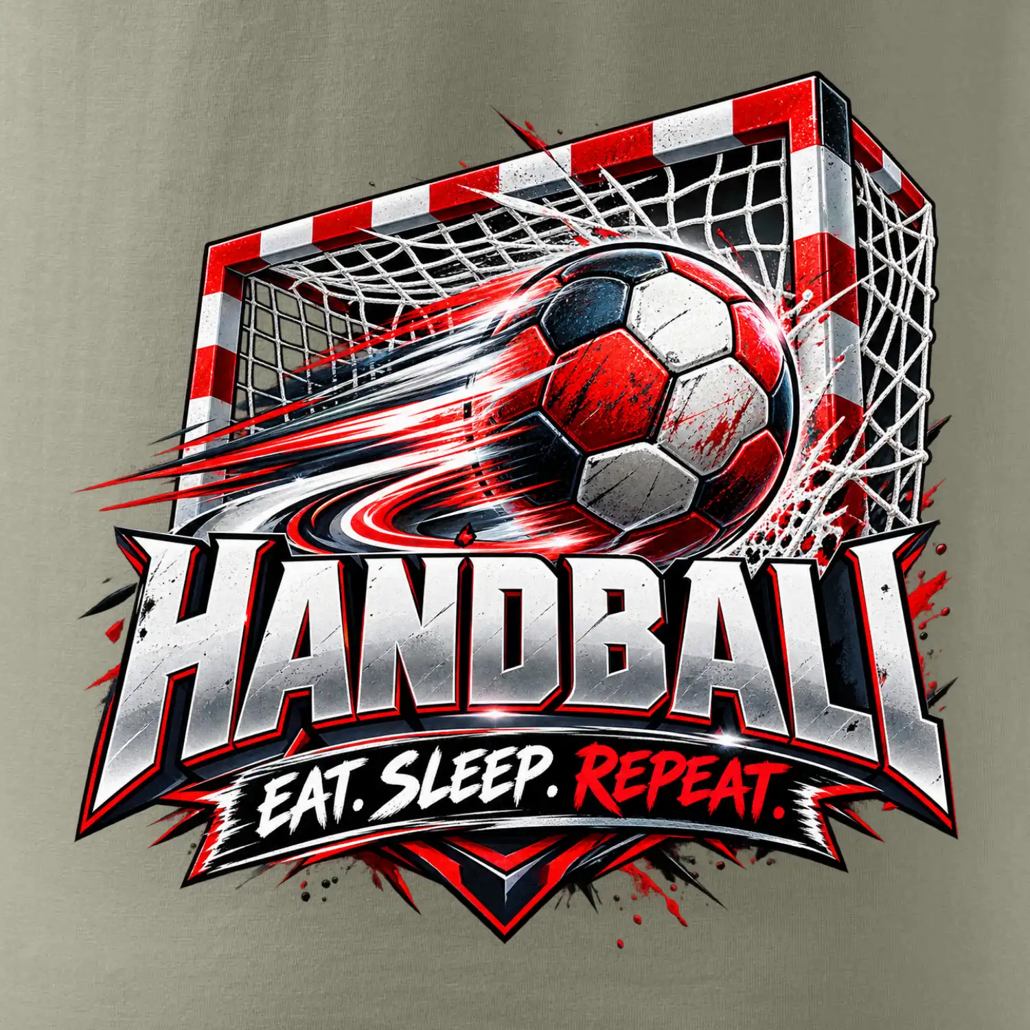 Házenkářský míč v brance eat sleep repeat