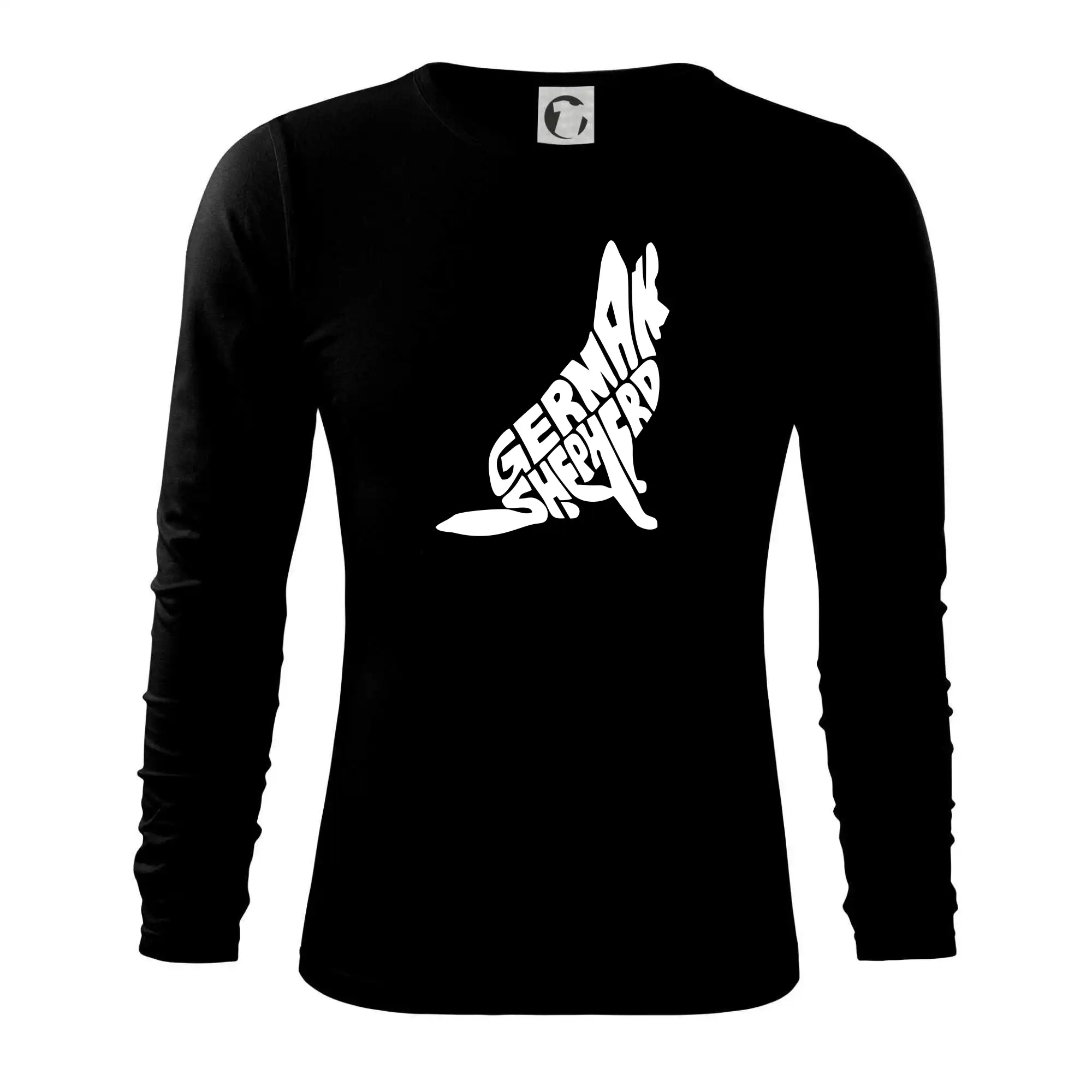 Německý ovčák sedící napis