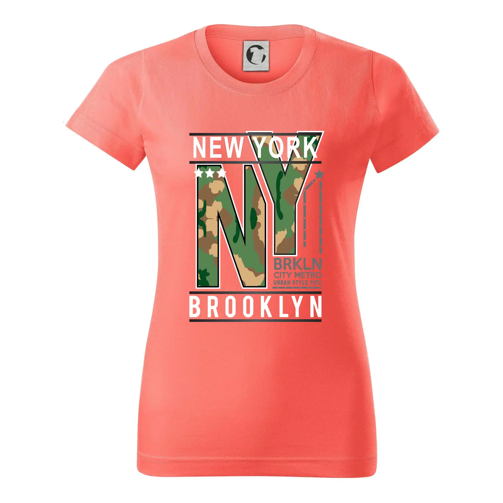 Tričká USA - New York Brooklyn - maskáč - Dámske tričko basic - ľahko voľnejšie a dlhšie