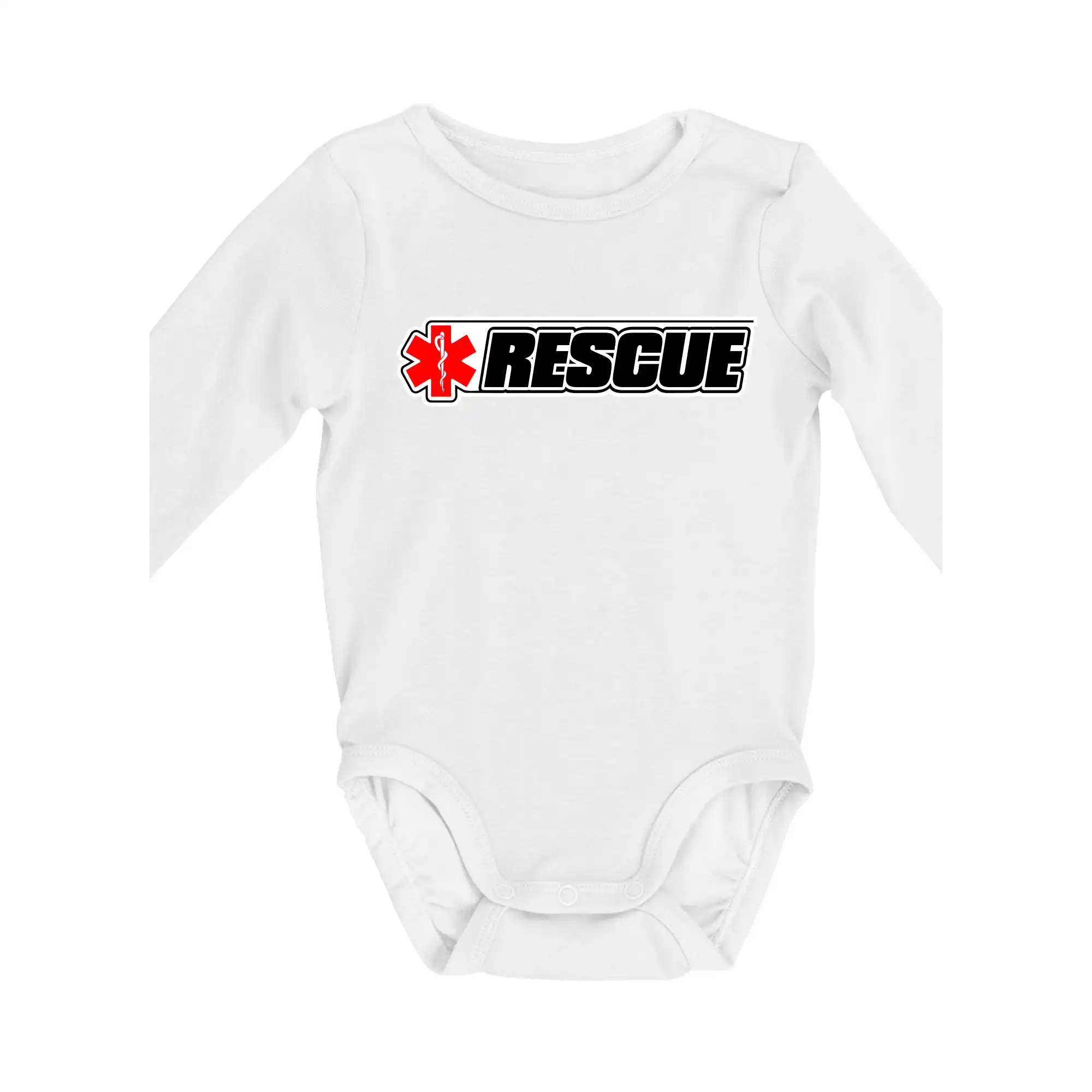 Tričká a mikiny pre záchranárov a lekárov - Kvalitné oblečenie pre zdravotníkov - Záchranár rescue kríž červený - Body dojčenské s dlhým rukávom