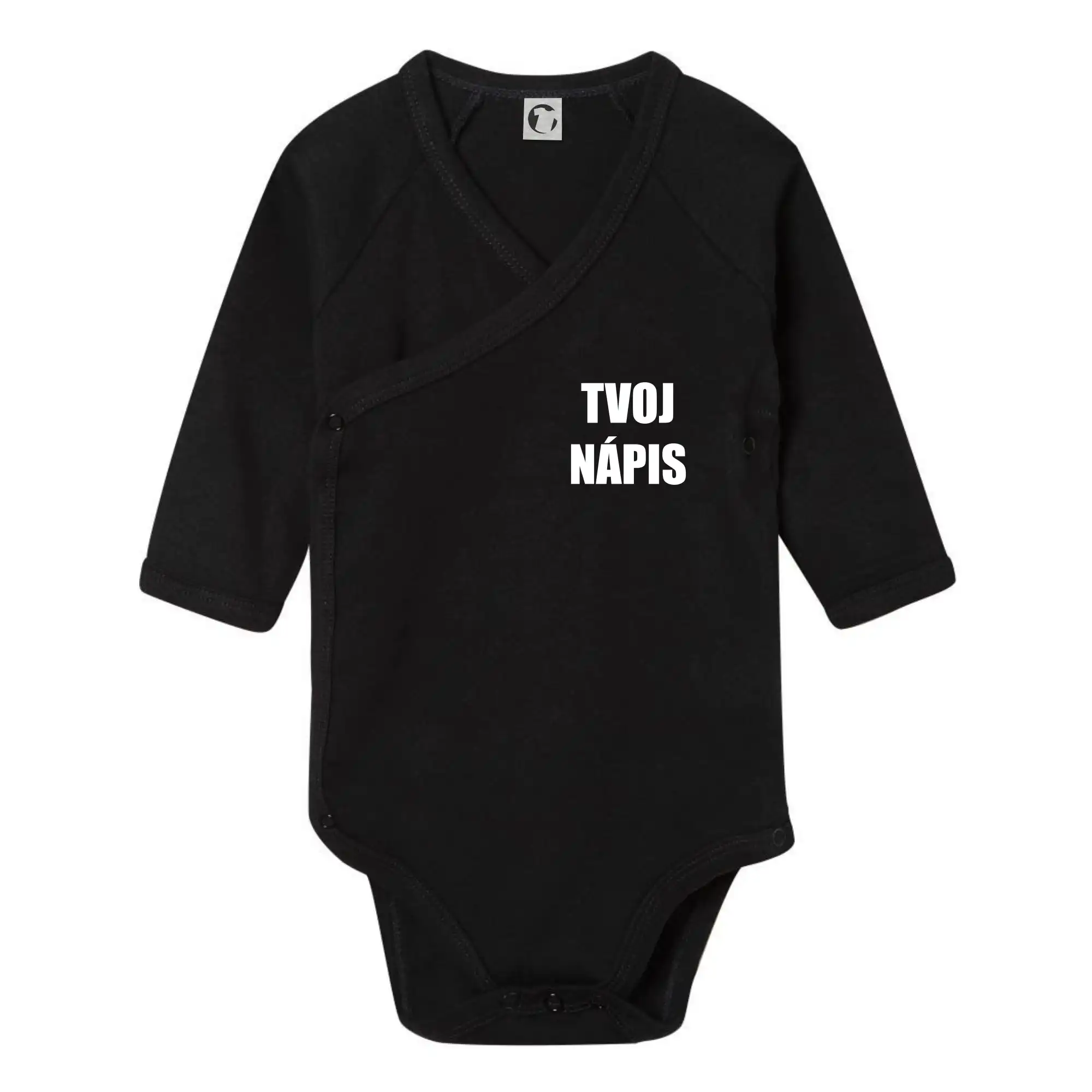 MyShirt tričká - Tvoj vlastný nápis tlačiaci - na prsníku - Body zavinovacie s dlhým rukávom