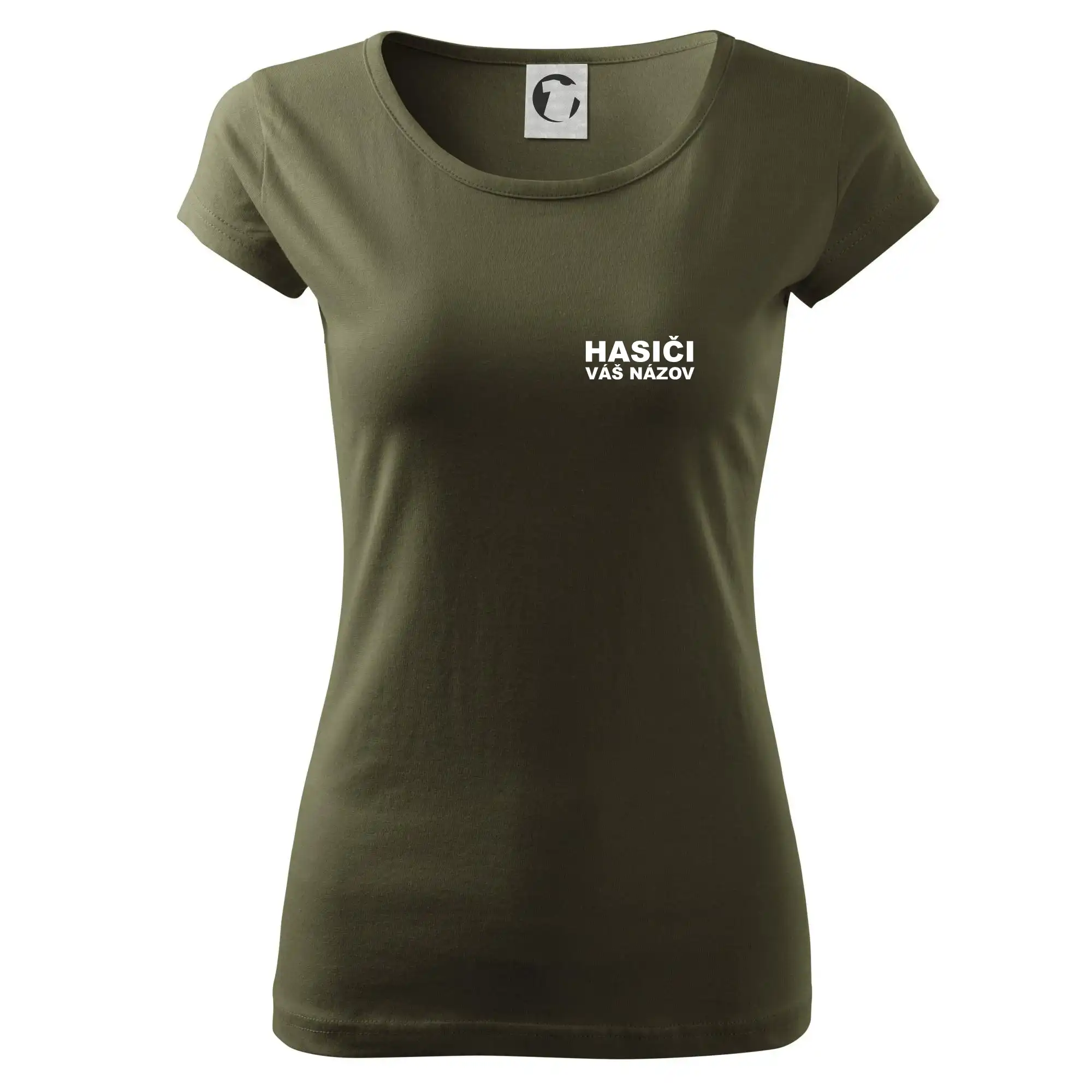 Originálne tričká pre hasičov - Hasiči nápis (názov zboru - vlastný nápis) - Dámske tričko Pure