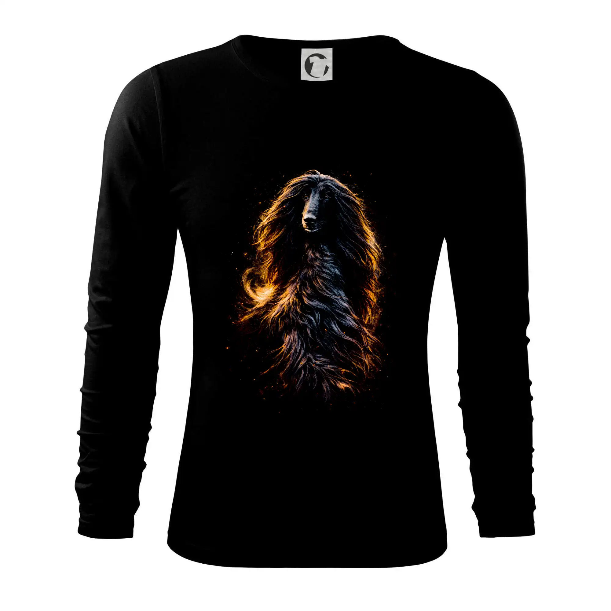 Ostatné psie plemená - Obrázok poltón Afganský chrt čierny - Tričko s dlhým rukávom FIT-T long sleeve