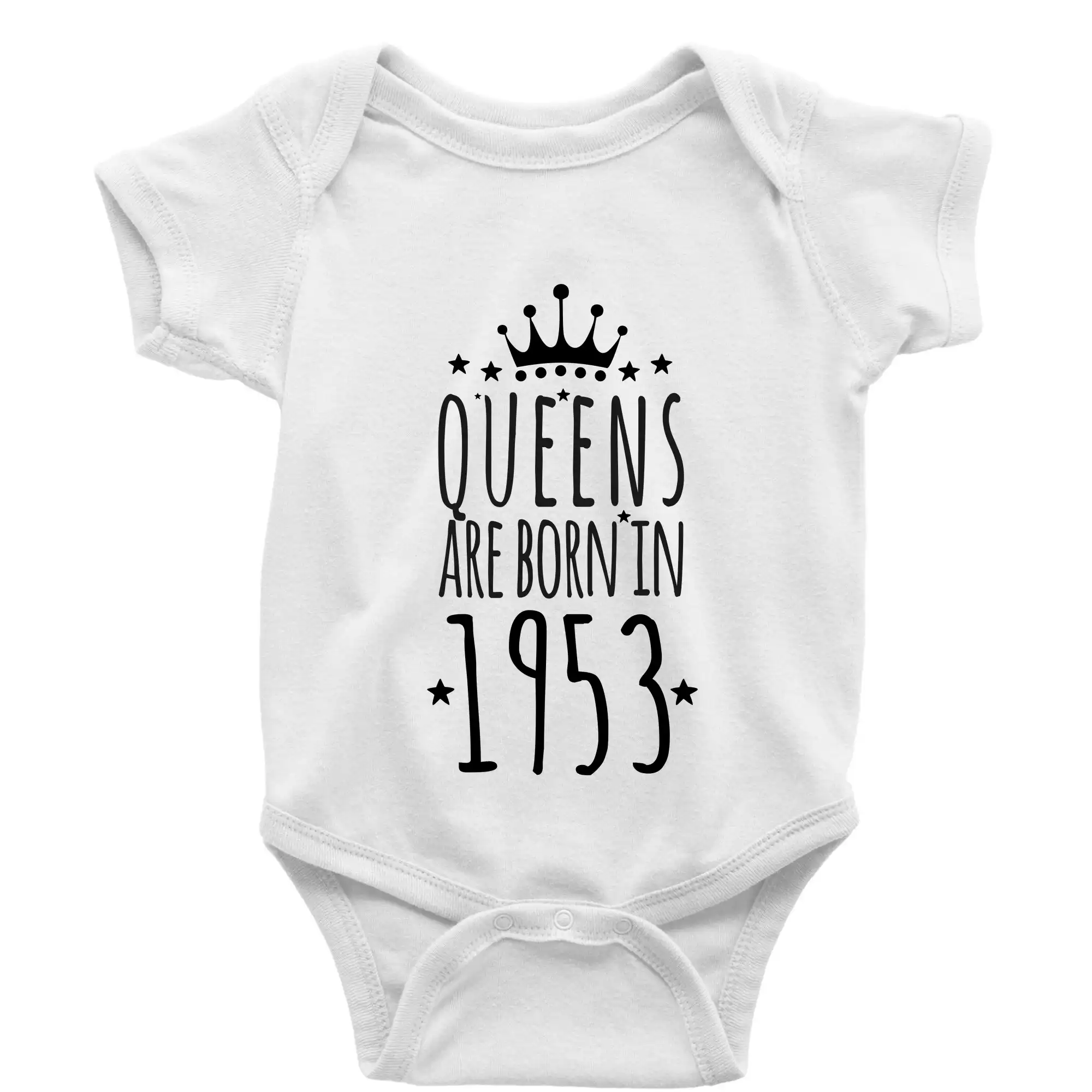 Tričká k narodeninám - Queens are born in 1953 - Body dojčenské s krátkym rukávom