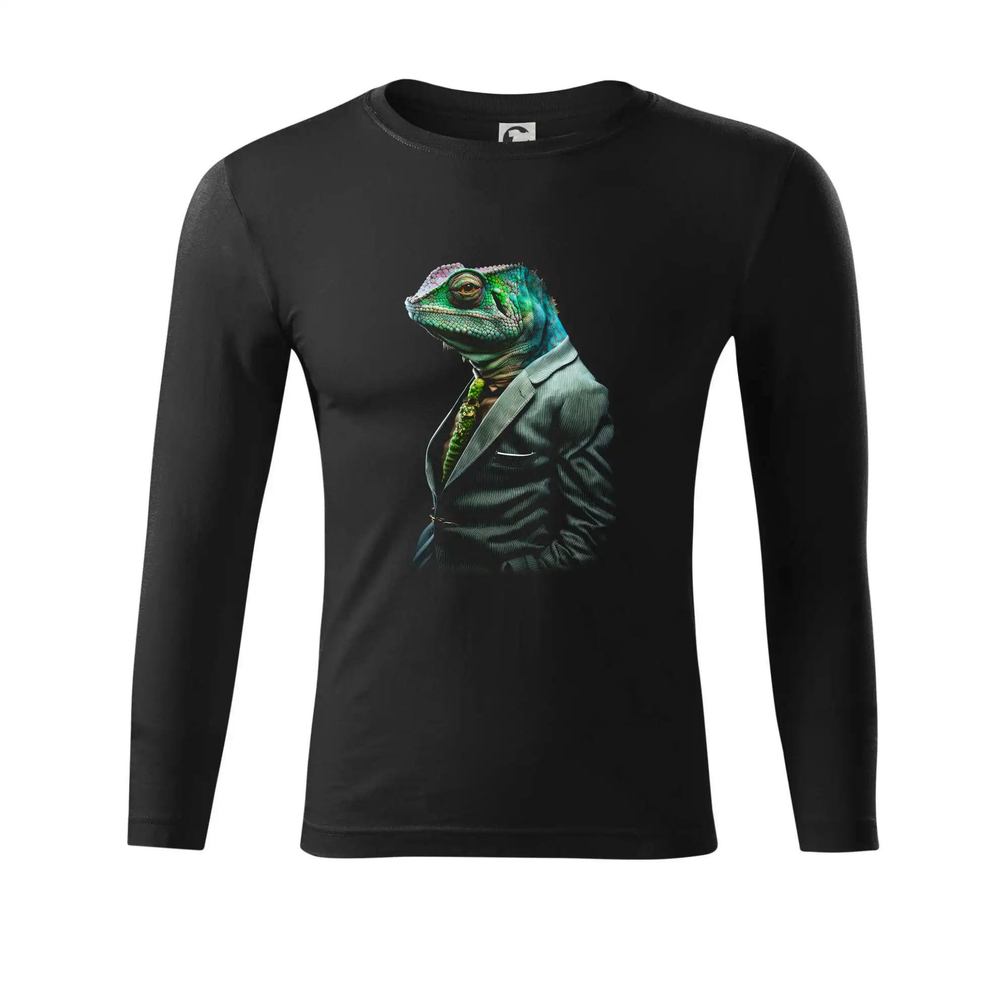 Tričká so zvieratami - Chameleon v obleku - Tričko Progress s dlhým rukávom