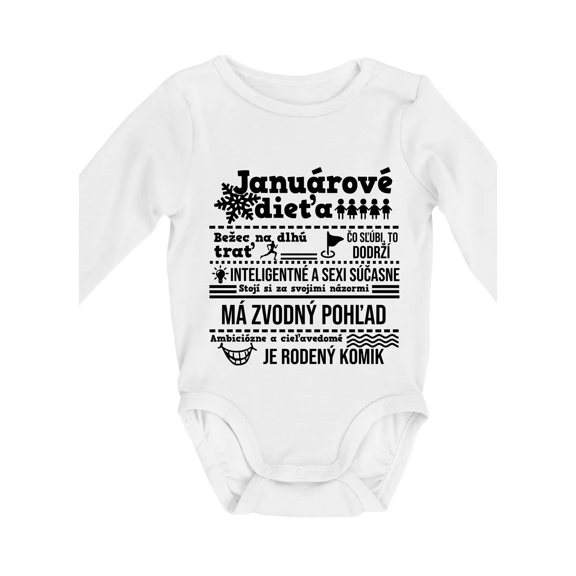 Tričká pre narodených v januári - Narodeniny január - Body dojčenské s dlhým rukávom