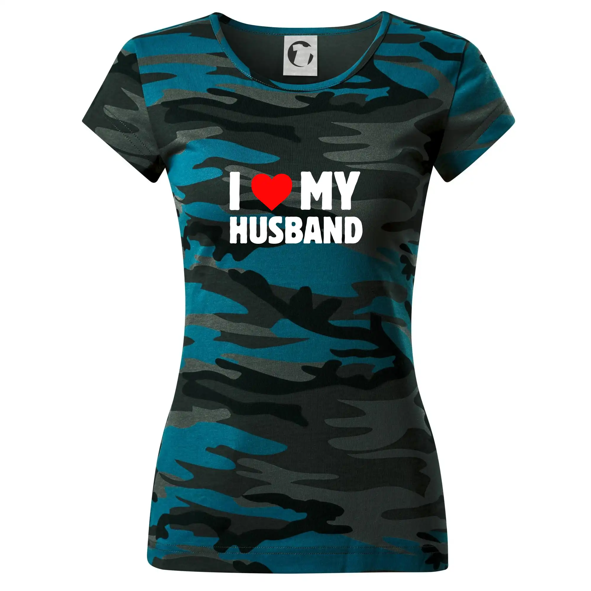 Tričká pre zamilovaných - I love my husband - Dámske maskáčové tričko