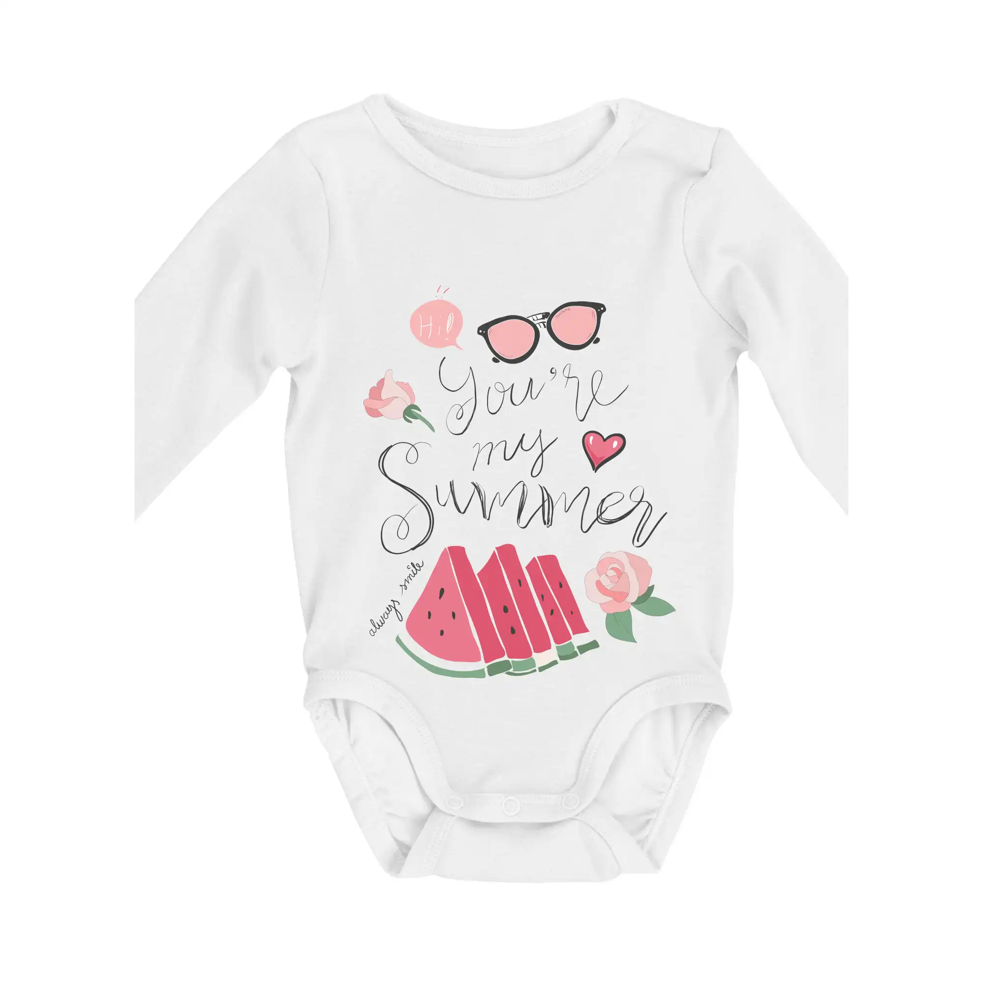 Ostatné nápisy - Summer Watermelon - Body dojčenské s dlhým rukávom