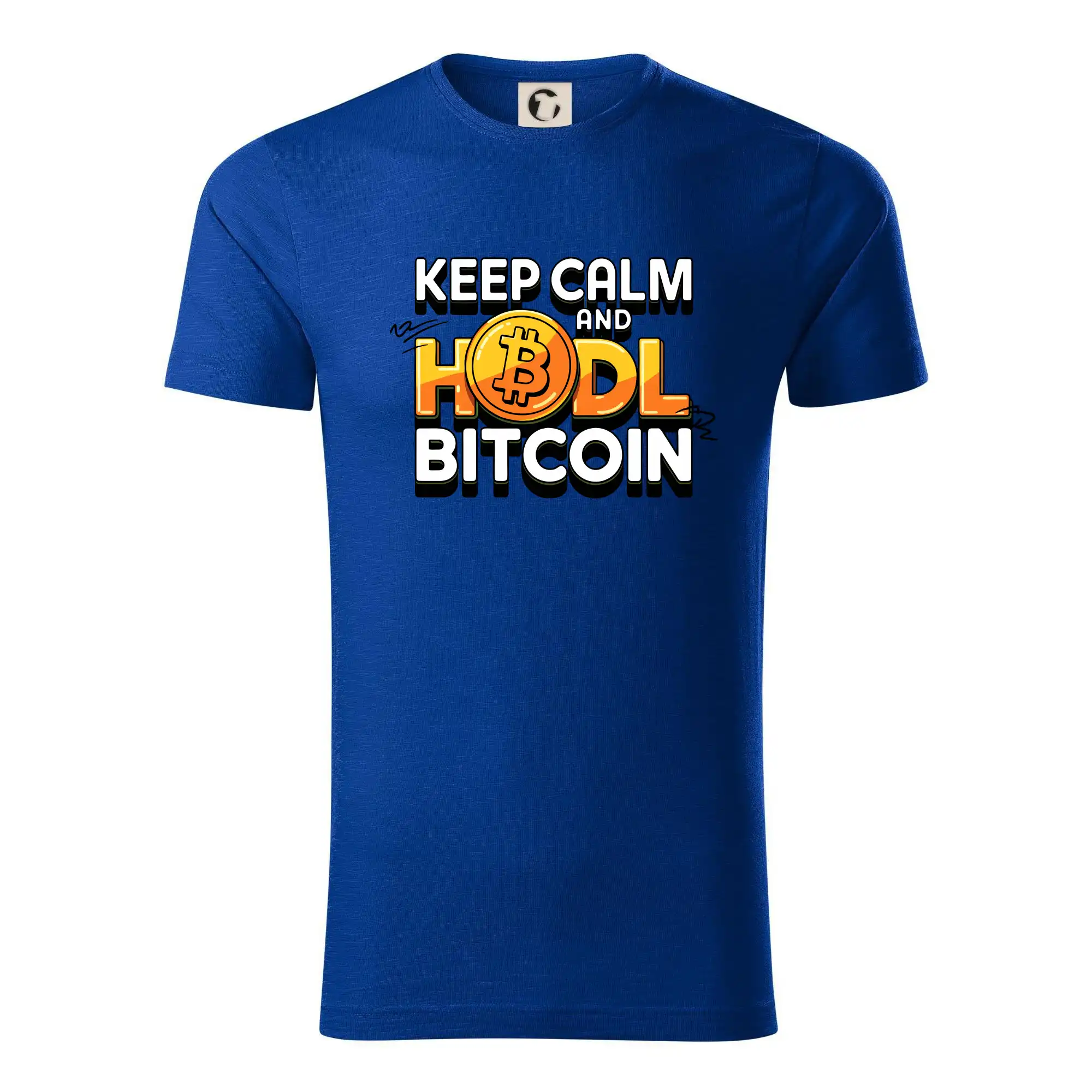 3D nápis Keep Calm and HODL Bitcoin - Tričko z organickej bavlny