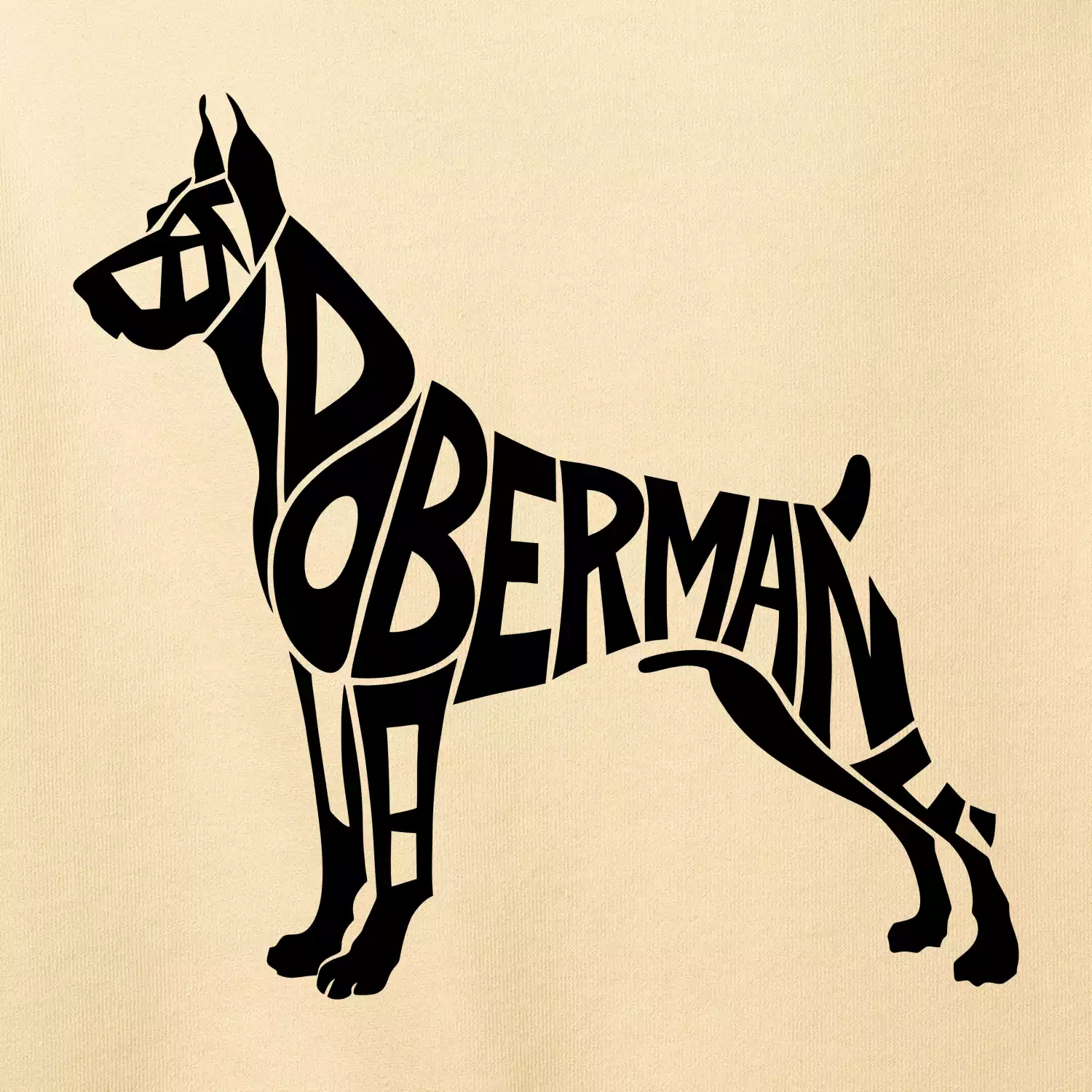 Doberman - nápis v tělě