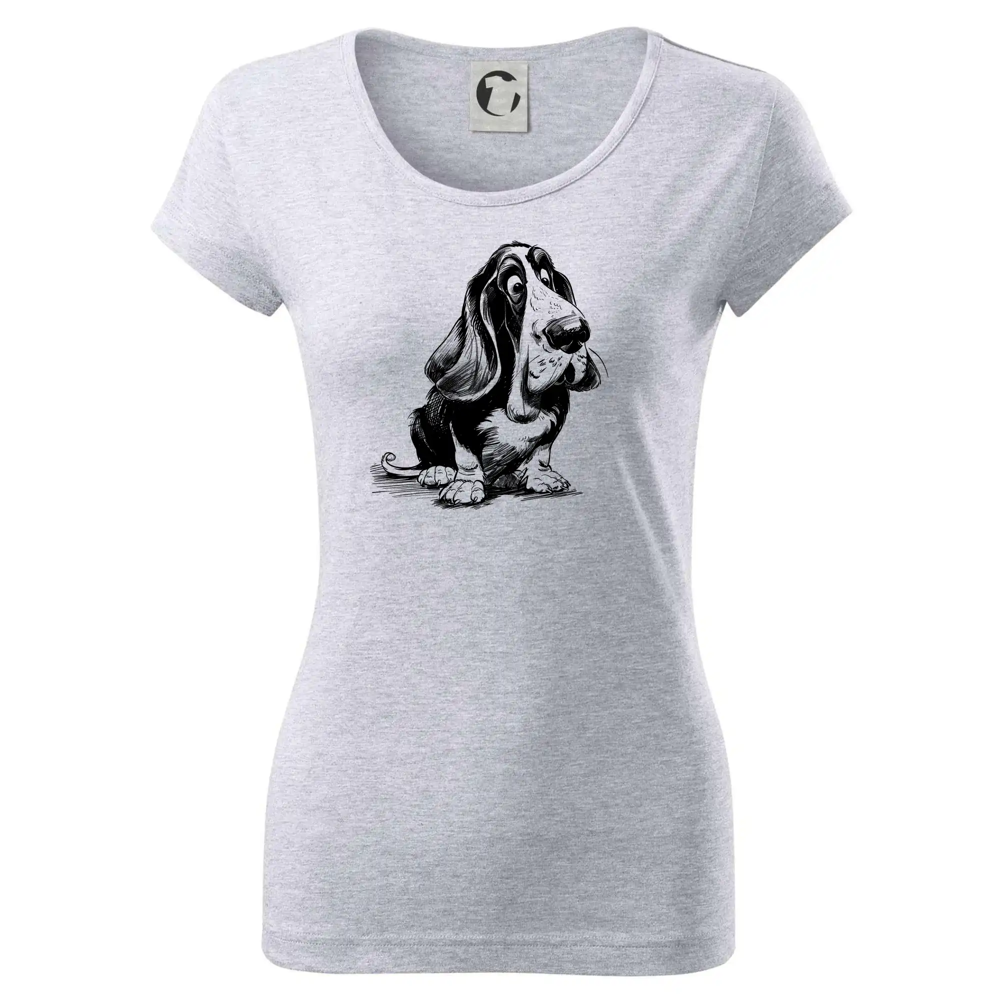 Černobílá karikatura baset