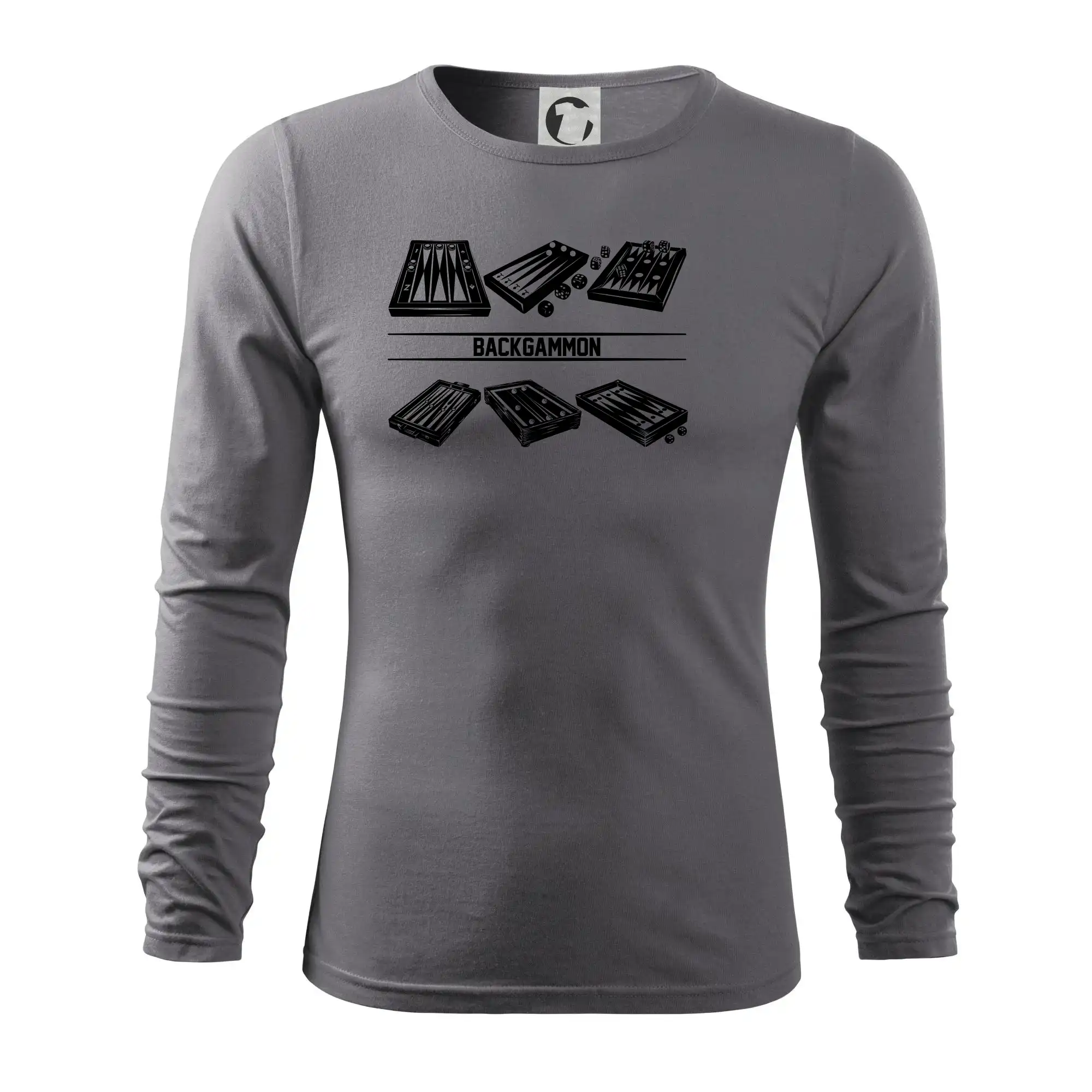 Tričká a mikiny so spoločenskými hrami  - Backgammon čierny set - Tričko s dlhým rukávom FIT-T long sleeve