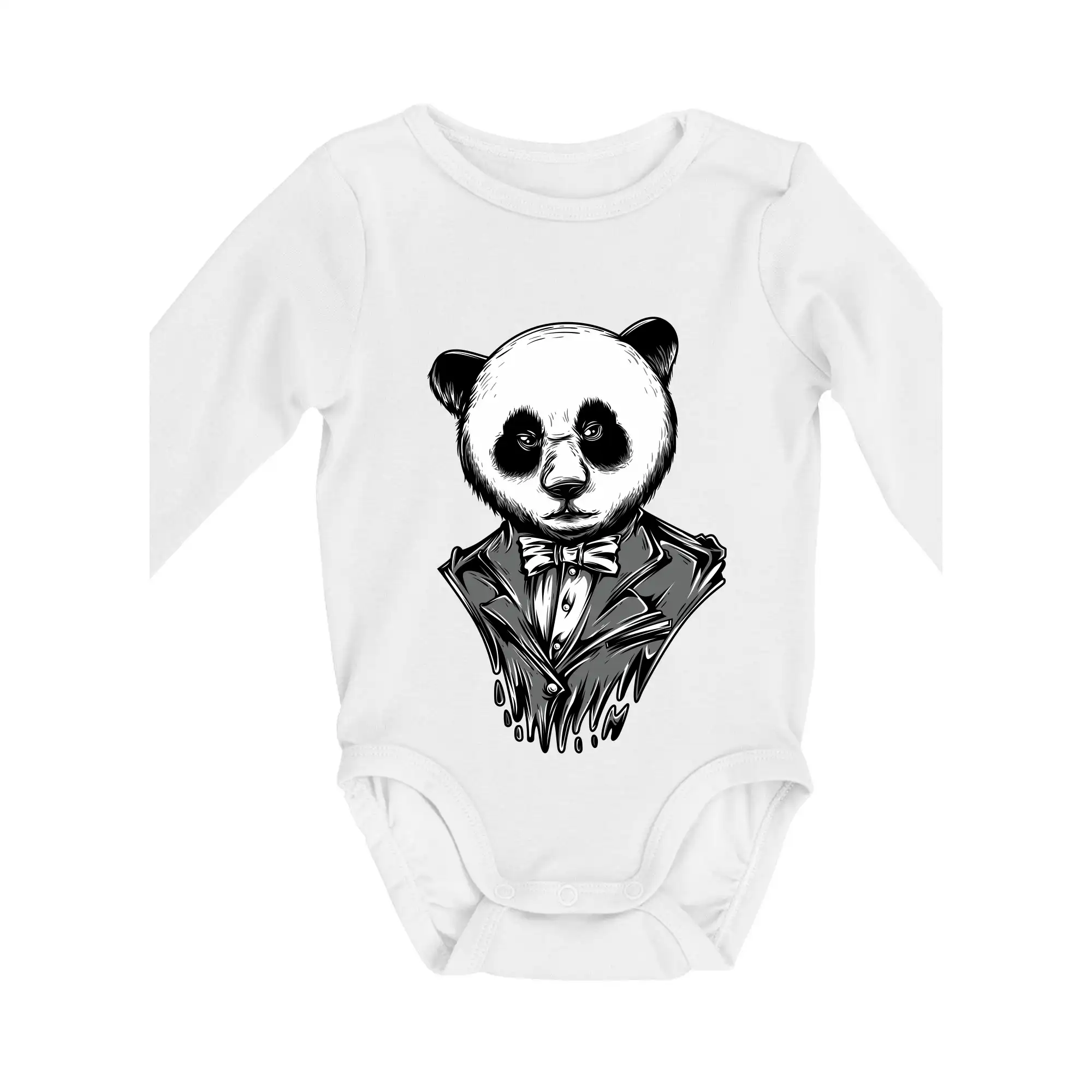 Grafické tričká - Panda gentleman - Body dojčenské s dlhým rukávom