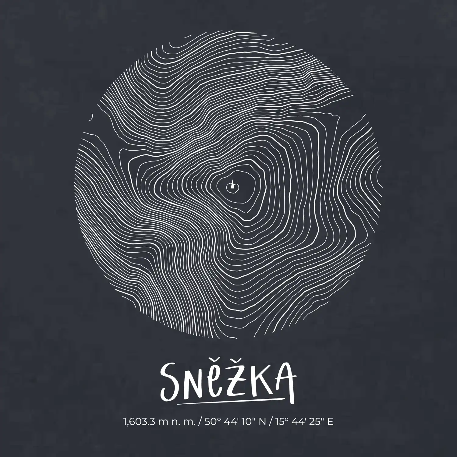 Sněžka - vrstevnice v kruhu