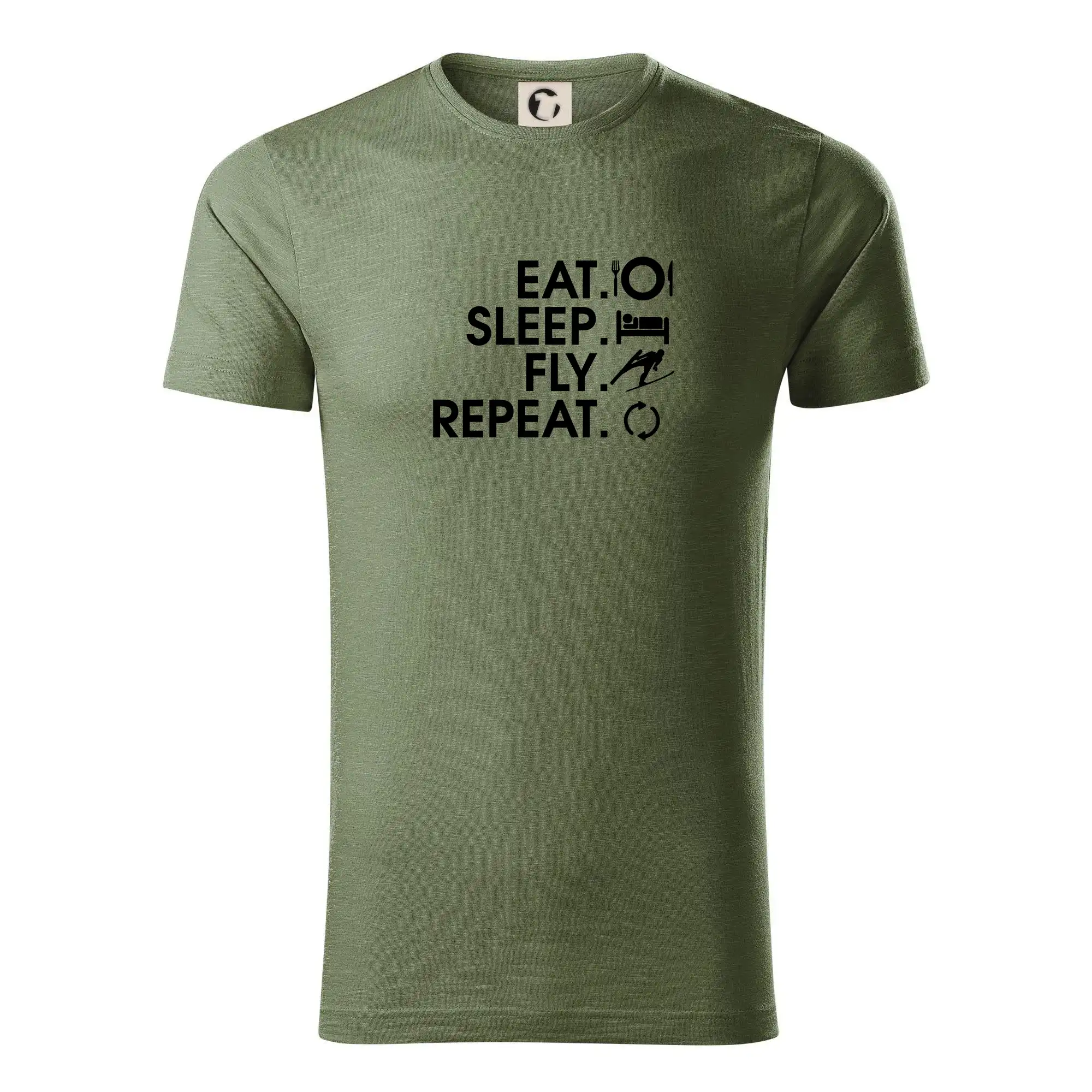 Lyže a Snowboard - Eat sleep fly repeat - skoky na lyžiach - Tričko z organickej bavlny